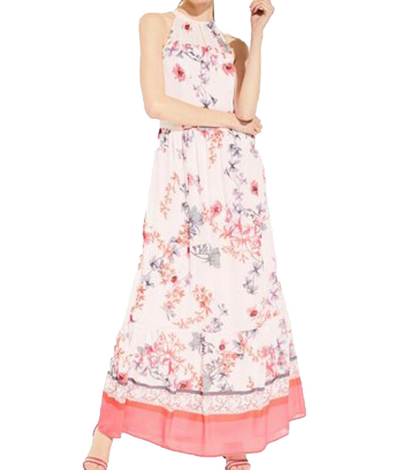 Comma Sommerkleid »COMMA Maxi-Kleid stilvolles Damen Kleid mit Falten-Rock  Druck-Kleid Rosa« online kaufen | OTTO