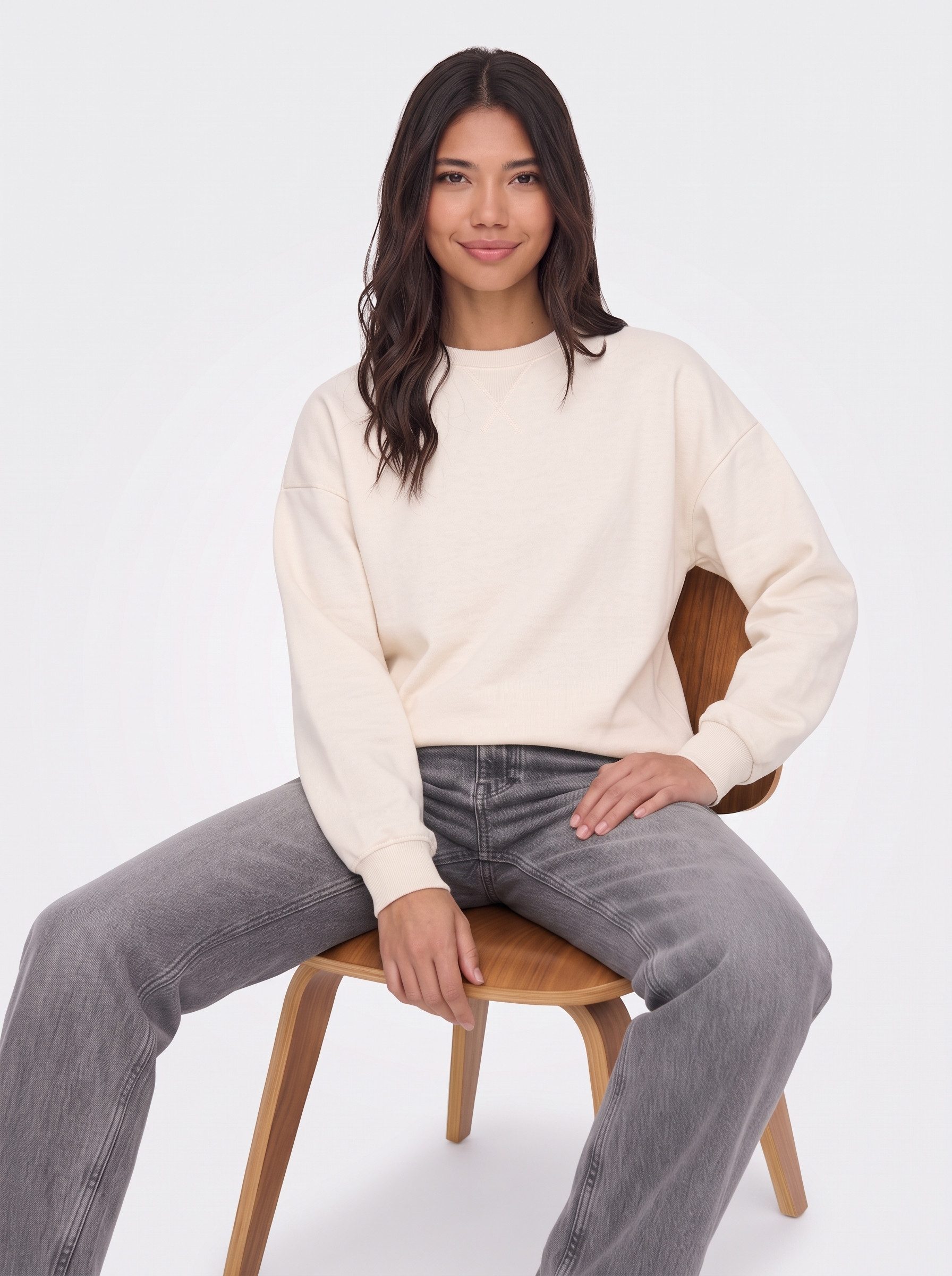 COMEOR Sweatshirt Damen Sweatshirt mit Rundhalsausschnitt Basic Pullover Oversize – Bild 2 von 5