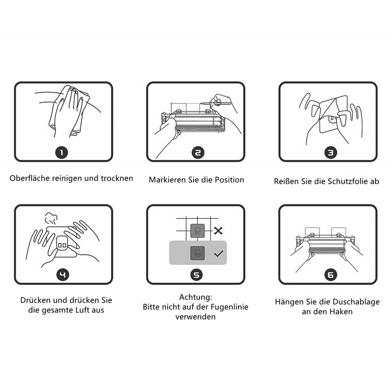 für 6 Eckablage x cm 8 und Klebepads Duschkorb, Pack 8 (6-St), Luxear Fensterhaken