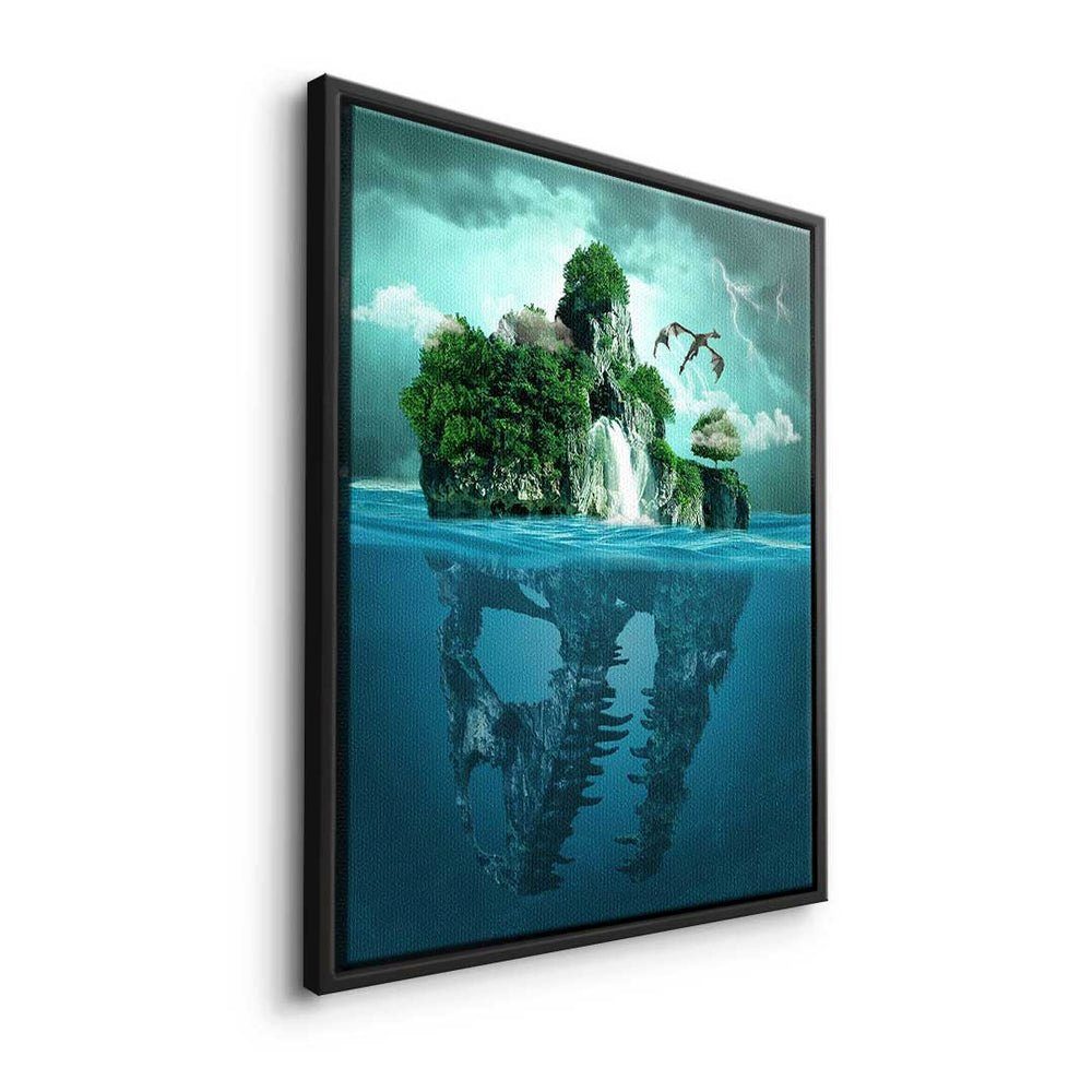 DOTCOMCANVAS® Leinwandbild, - Insel with - Faces Minds - Premium Island two Rahmen Einsame goldener Leinwandbild