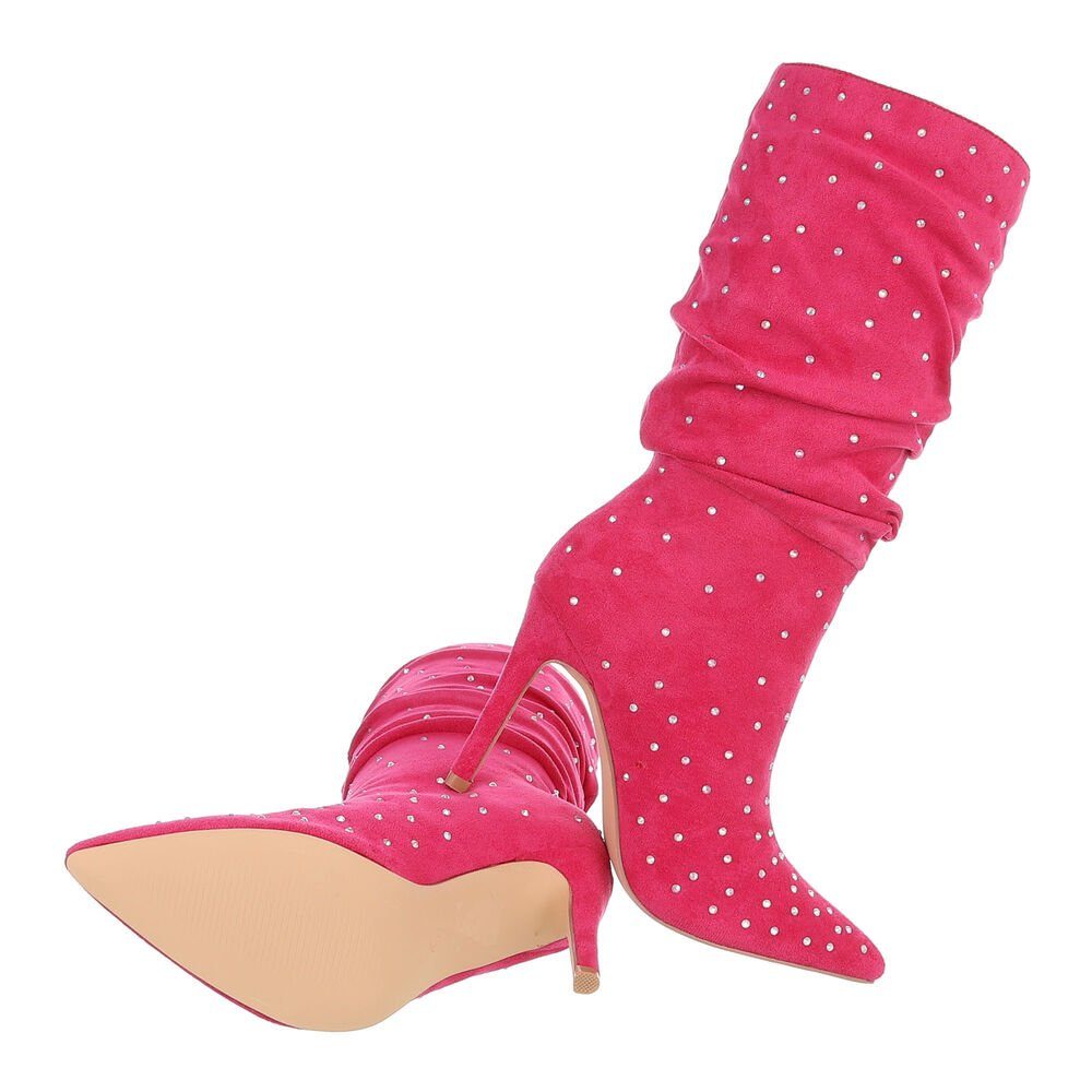 Damen Stiefel Abendschuhe Pink Pfennig-/Stilettoabsatz High-Heel-Stiefel Elegant Ital-Design High-Heel in