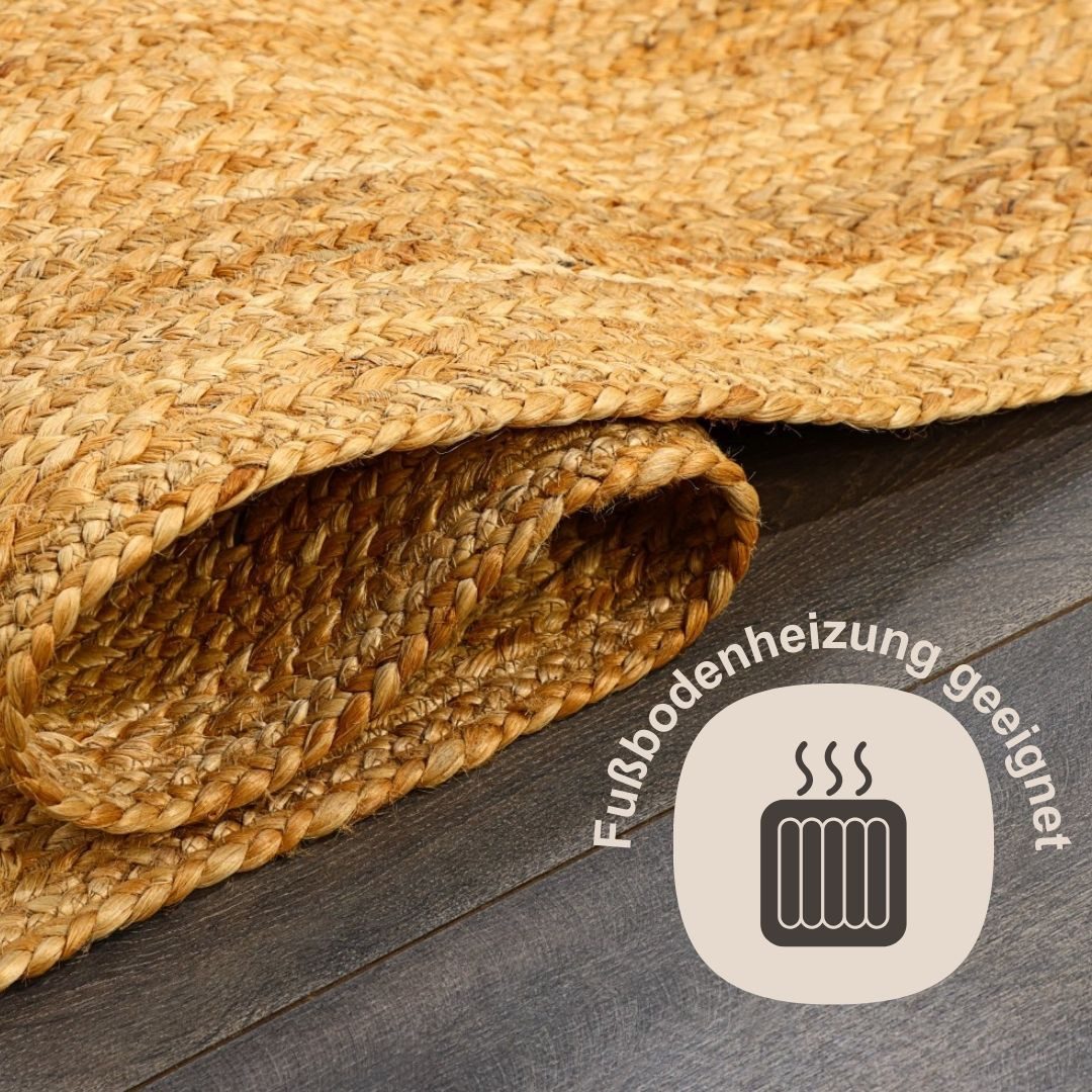 Myflair Möbel & Accessoires Teppich Lola, rechteckig, Höhe: 10 mm, Juteteppich, Wendeteppich, handgeflochten, 100% Naturfaser, Boho-Style