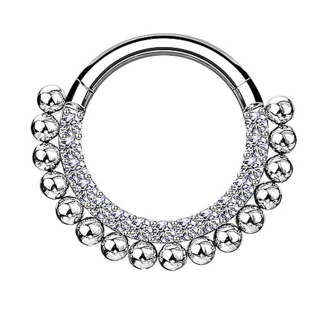 Nasenpiercing Septum Piercing Ring Segmentring Clicker Scharnier Kugel mit Kristall