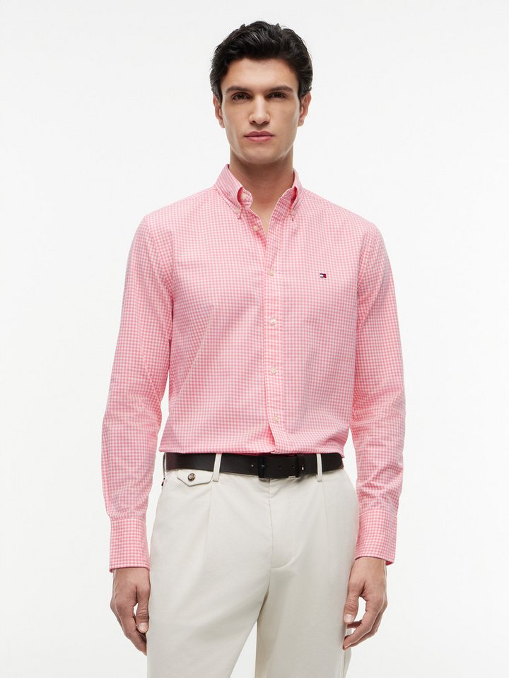 Tommy Hilfiger Langarmhemd FLEX POPLIN GINGHAM SHIRT Regular Fit Flex Cotton Gingham
