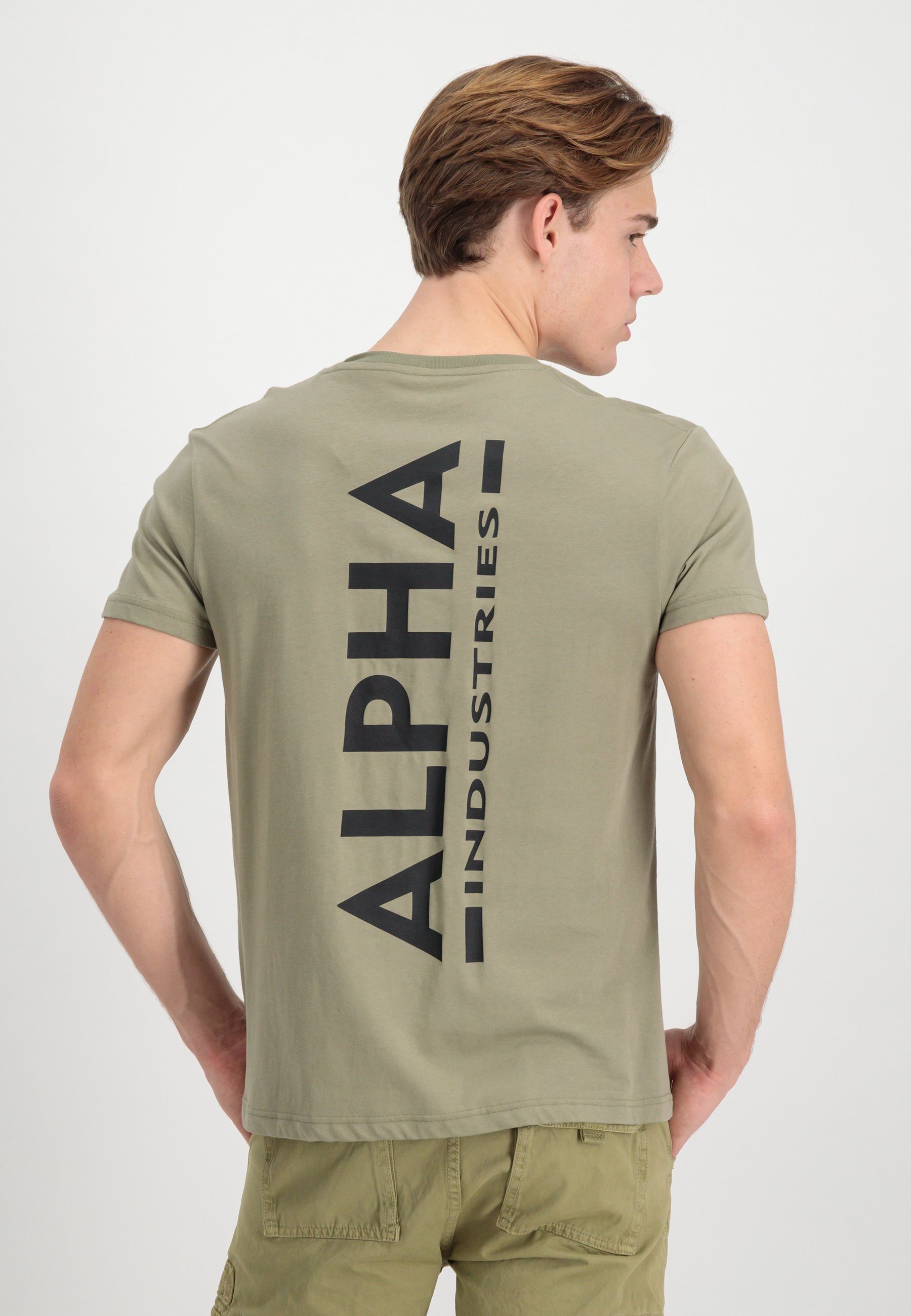 Alpha Industries T-Shirt Alpha Men Backprint T Industries - T-Shirts olive/black