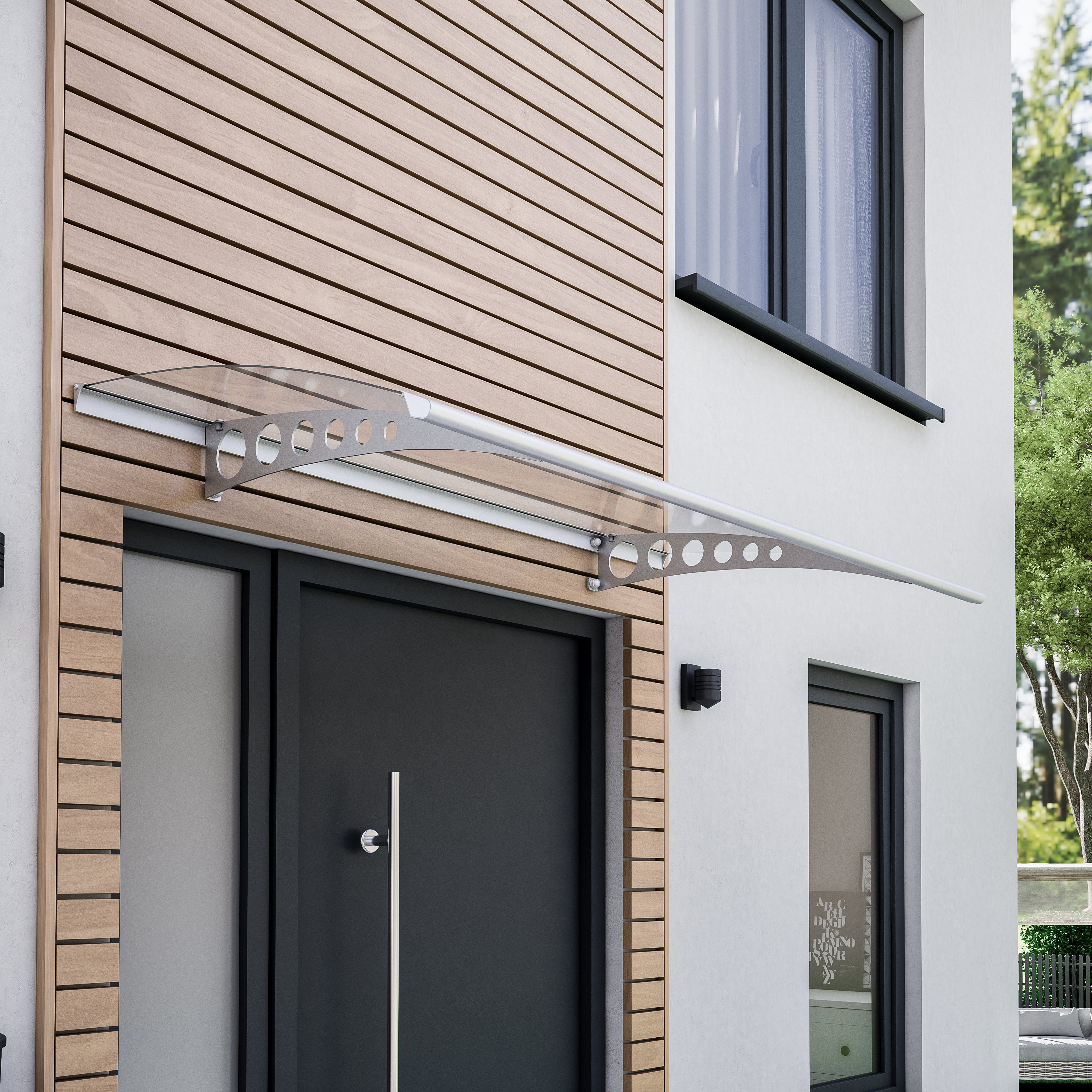 Schulte Style Plus Pultvordach Vordach Überdachung Kunstglas mit Alu-Regenrinne 