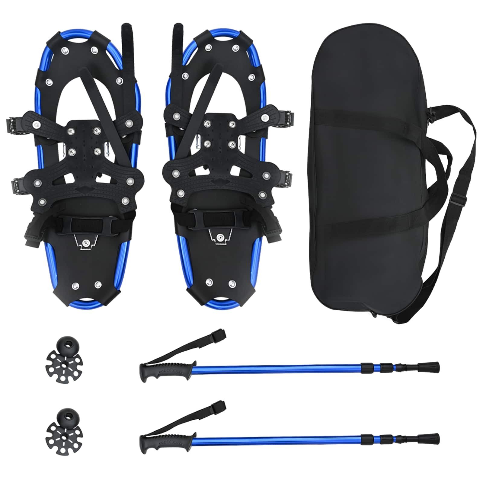 vidaXL Schneeschuhe 3 in 1 Schneeschuhe mit Wanderstöcken Blau und Schwarz (1-tlg)