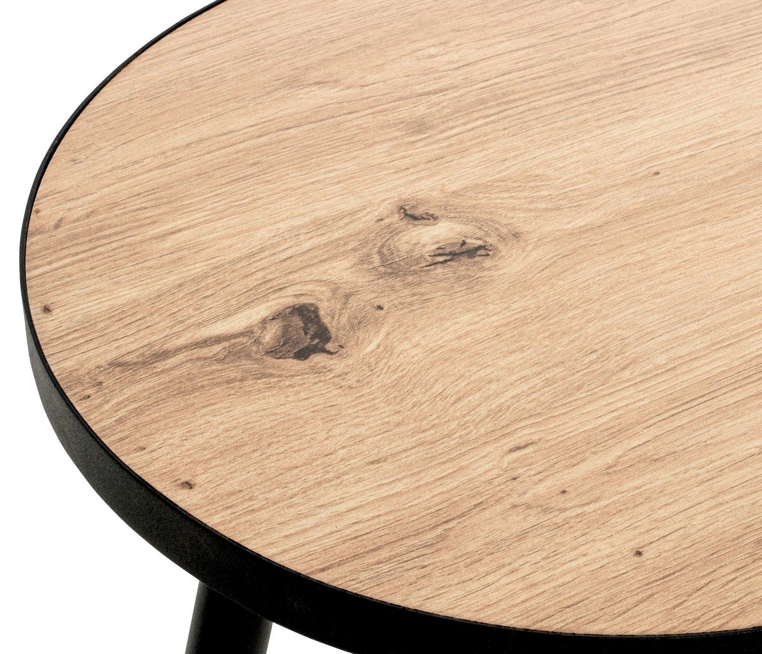 HAKU Beistelltisch Ø 40 cm, Artisan Eiche Dekor, Schwarz, MDF, Metall, lack günstig online kaufen