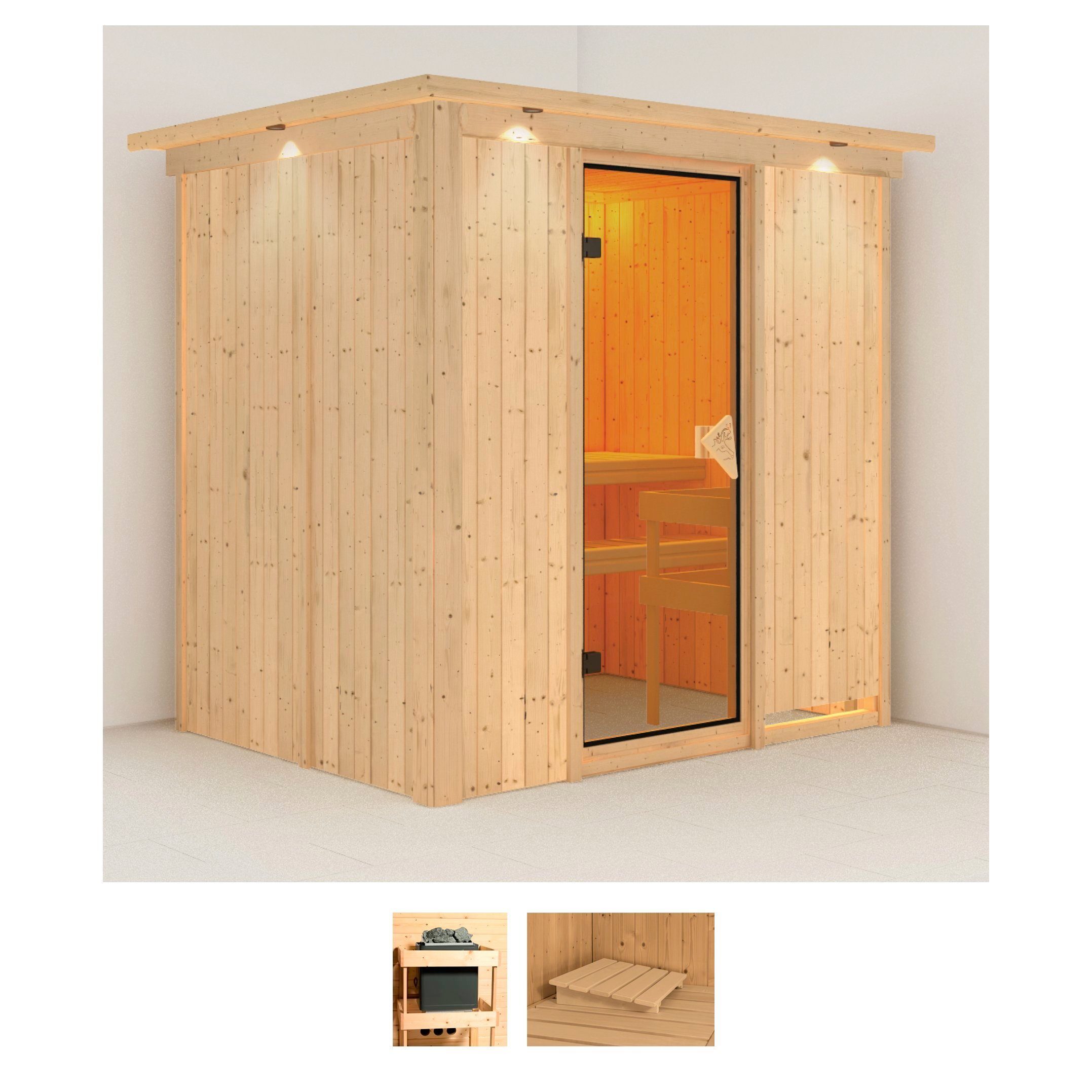 Karibu Sauna Bedine, BxTxH: 210 x 165 x 202 cm, 68 mm, (Set) ohne Ofen