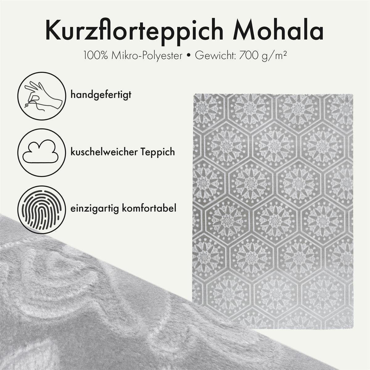 Qiyano Teppich Kurzflorteppich Mohala 100 Grau günstig online kaufen