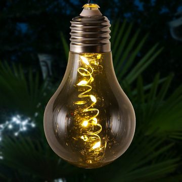MARELIDA LED-Lichterkette LED Solar Lichterkette Glühbirne GLOW grau 4,5m 2 Funkt. Retro Garten, 50-flammig