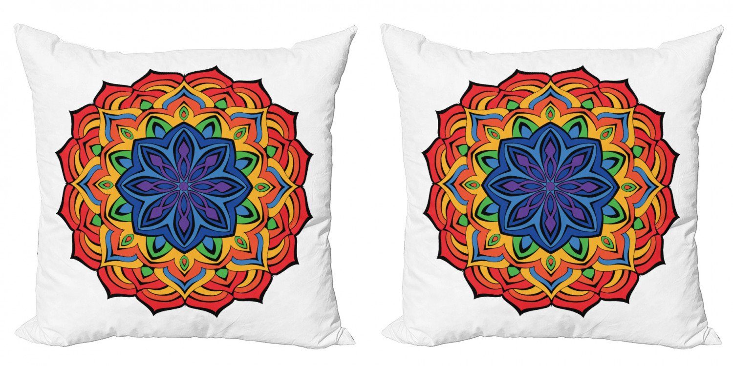 Abakuhaus Regenbogen-Mandala (2 Digitaldruck, Boho Doppelseitiger Blumen Stück), Kissenbezüge Modern Accent