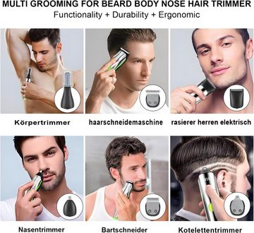 HTC Haarschneider Barttrimmer fur Herren's Bart 12 teiliges Set Herrenpflege, Elektrischer Bartschneider und Rasierer zum Trimmen Stylen Rasieren, mit Haarschneidemaschine, Rasierer herren elektrisch, Rasierer