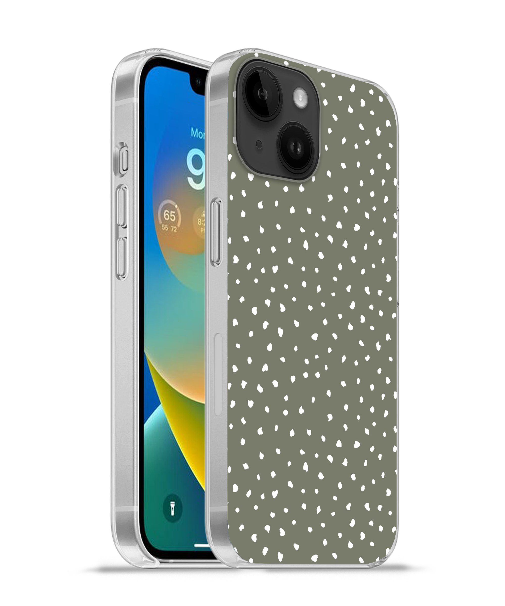 Handyhülle für Apple iPhone 14 Polka dots - Grün - Weiß