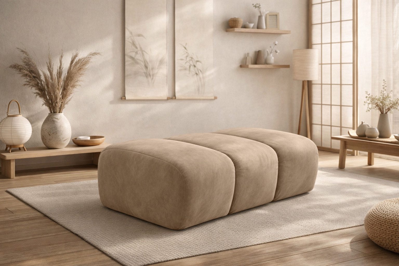 Kaiser Möbel Hocker Pouf modular für Wohnzimmer, Samtstoff Bluvel, CROISSANT (Einzelelement, Pouf), modulares System,hochwertiger Samtstoff