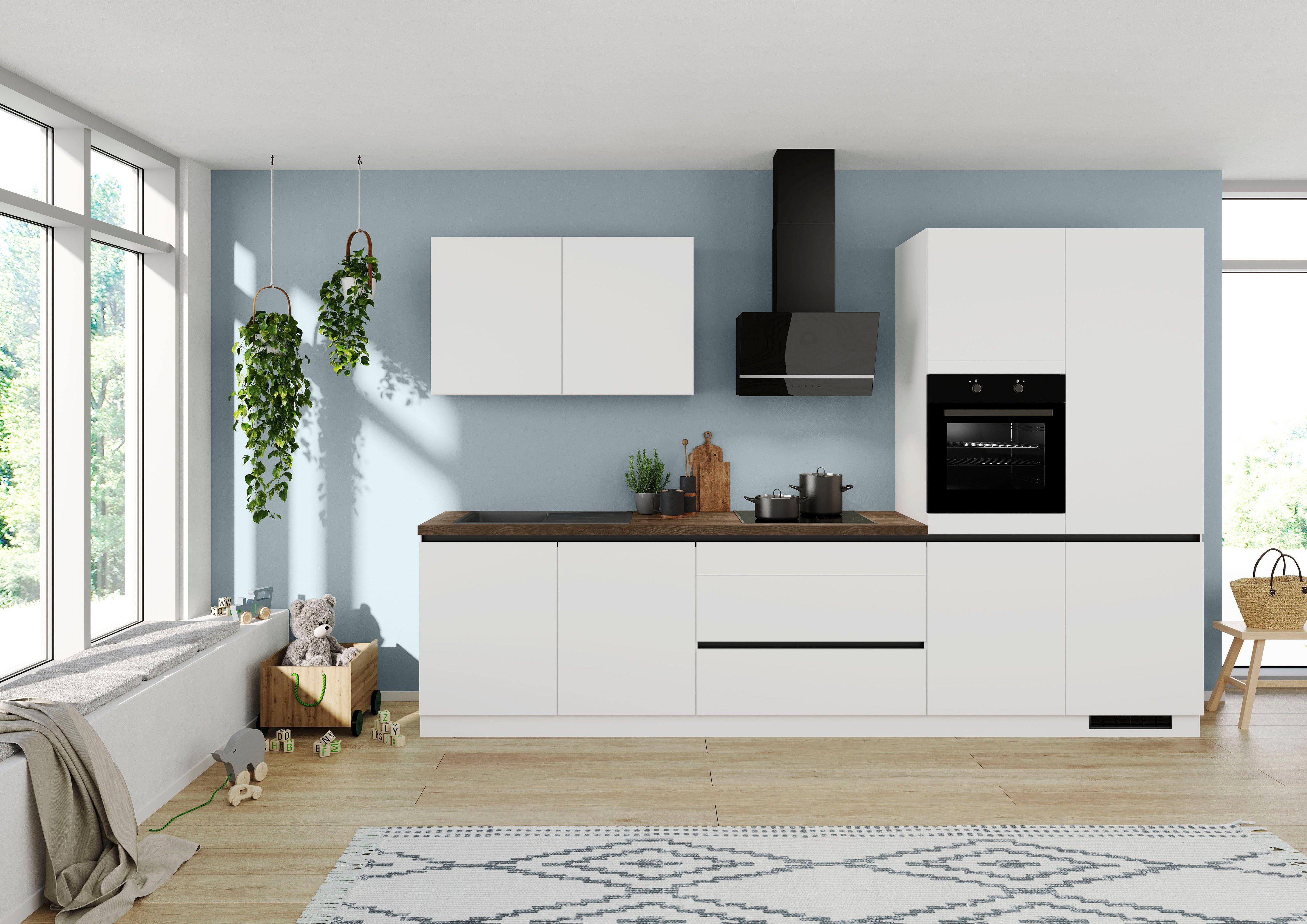 IMPULS KÜCHEN Küche "Dublin", Ausrichtung wählbar, Schubkästen mit Soft-Close, vormontiert, wahlweise mit E-Geräten, mit Vollauszug, Breite 340 cm