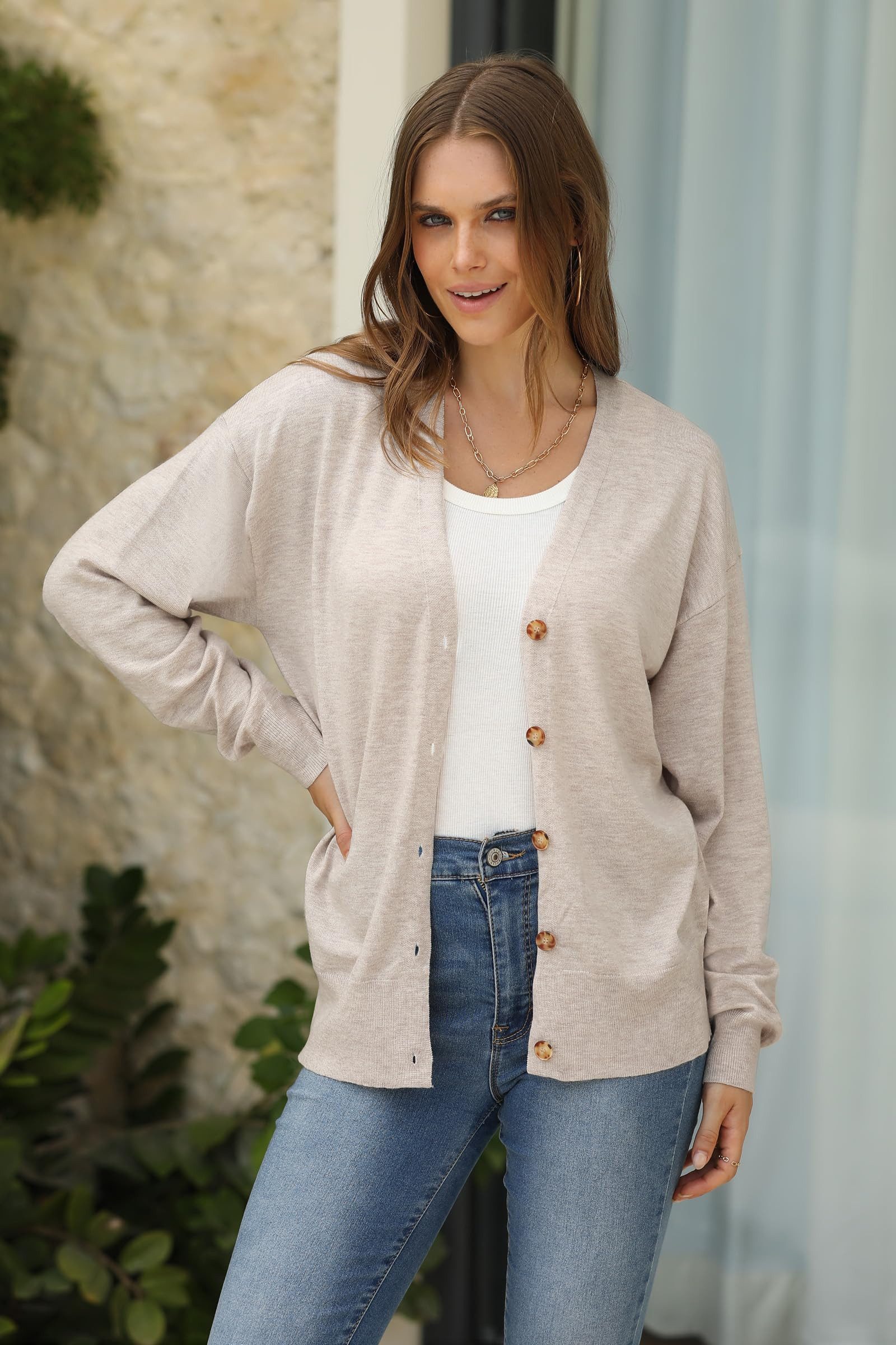 Arach&Cloz Strickjacke Damen Cardigan Strickmantel V-Ausschnitt Langarm mit günstig online kaufen
