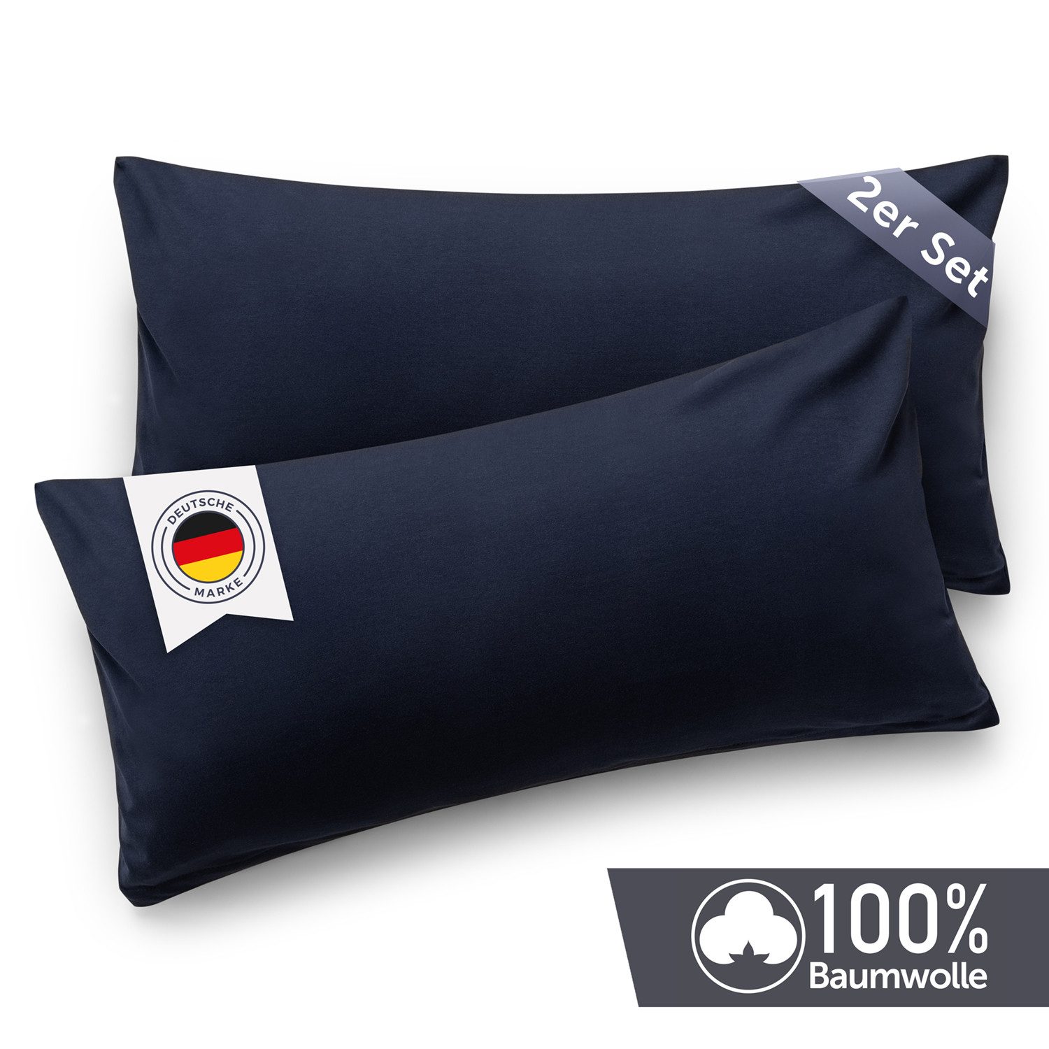 Blumtal Kissenbezug Premium Jersey 2er Set, Oeko-Tex Zertifiziert, (2 Stück), 100% Baumwolle