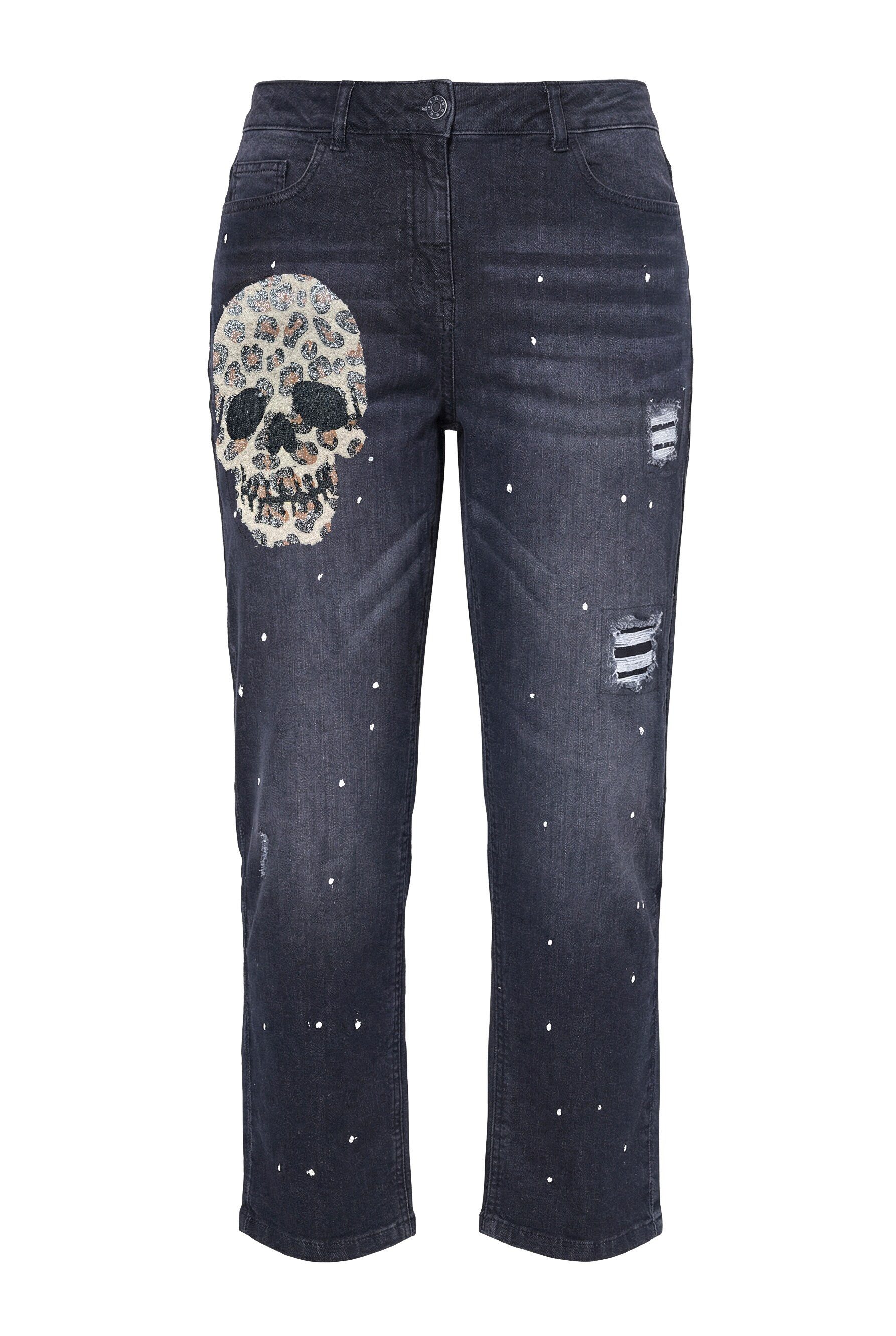 Angel of Style Regular-fit-Jeans Boyfriend-Jeans glitzernder Totenkopf 5-Po günstig online kaufen