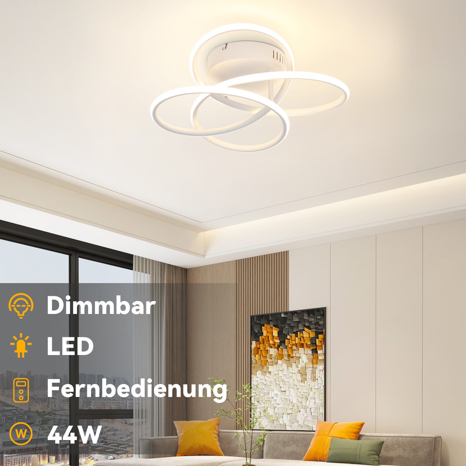 ZMH LED Deckenleuchte Wohnzimmer Metall 36CM günstig online kaufen