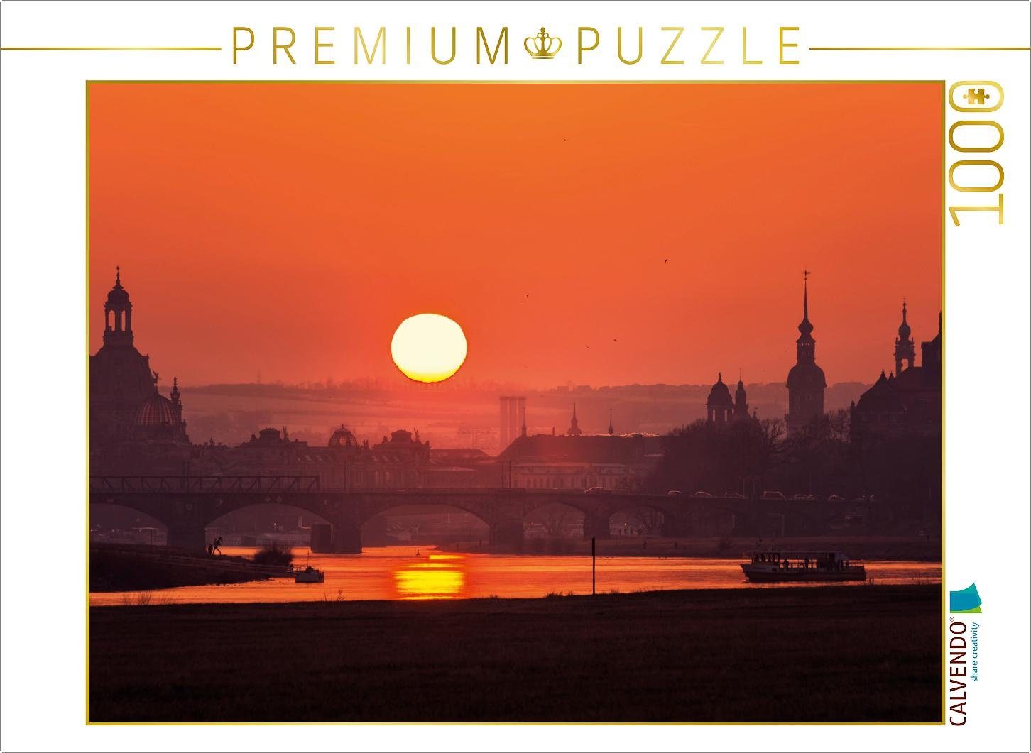 CALVENDO Puzzle CALVENDO Puzzle Sonnenuntergang über der Altstadt Dresden 1000 Teile Lege-Größe 64 x 48 cm Foto-Puzzle Bild von Stefan Becker, 1000 Puzzleteile
