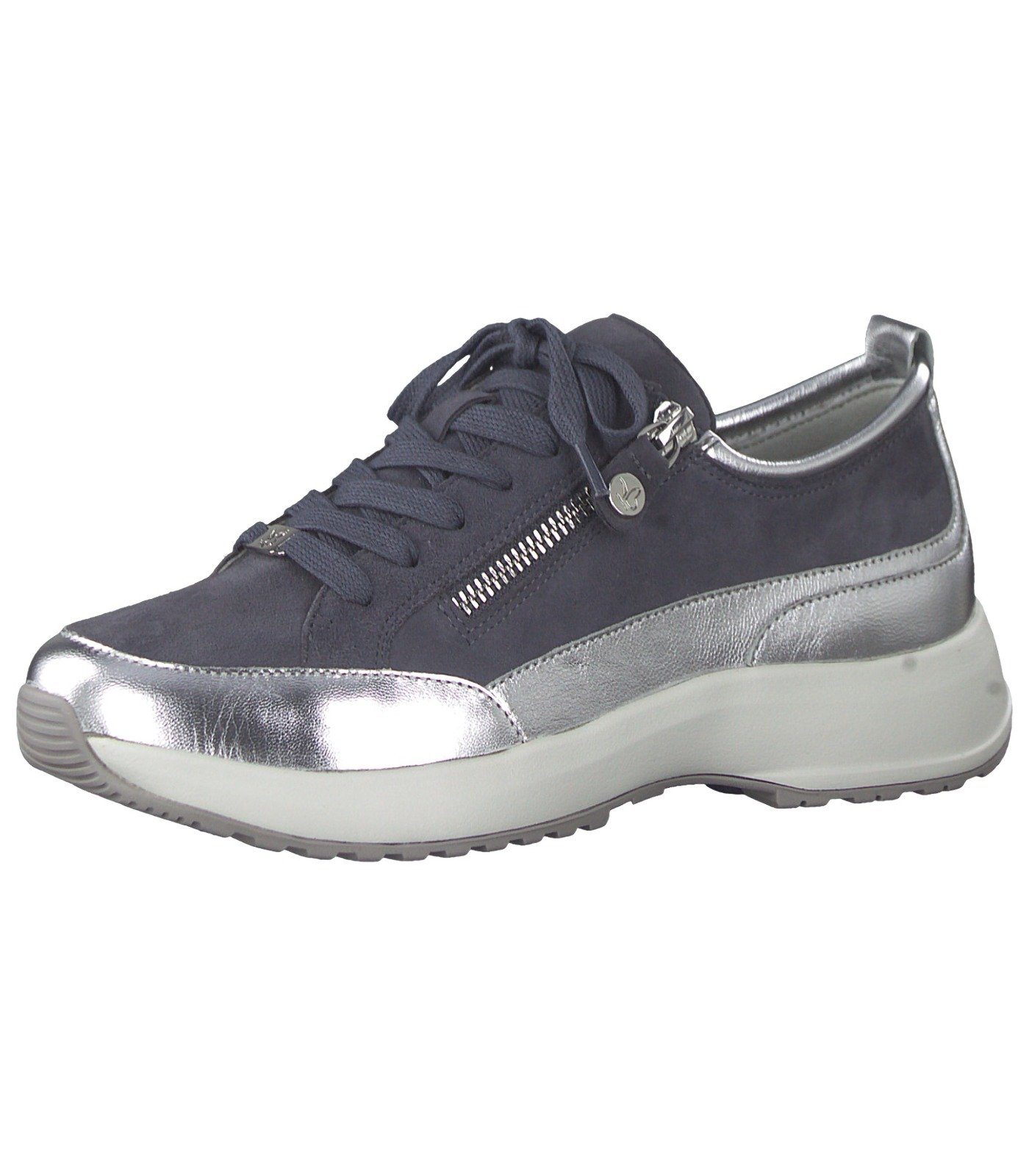 Caprice Blau Silber Sneaker Leder Sneaker