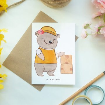 Mr. & Mrs. Panda Grußkarte Paketzustellerin Herz - Weiß - Geschenk, Firma, Geburtstagskarte, Kla, Einzigartige Motive