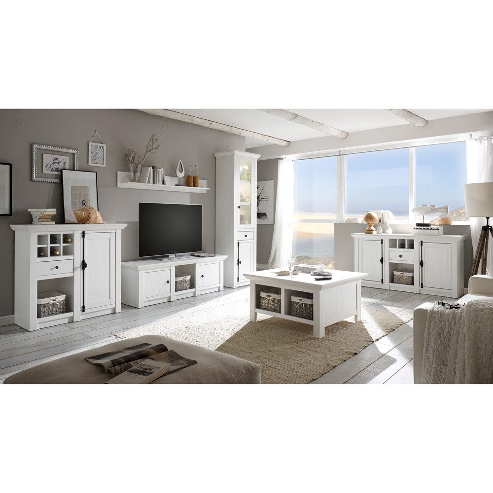 Lomadox Wohnzimmer-Set WINGST-61, (Mega-Spar-Set, 11-St., 11-tlg), Pinie weiß Nb. 340/207/45 cm