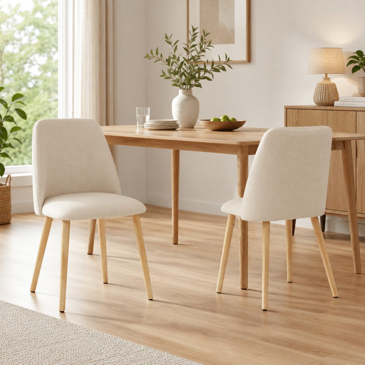 SHINEDEER Esszimmerstuhl Polsterstuhl (2er-Set, 2 St), mit Gummibaumholz-Beinen und Filz – ideal für Esszimmer, Wohnzimmer