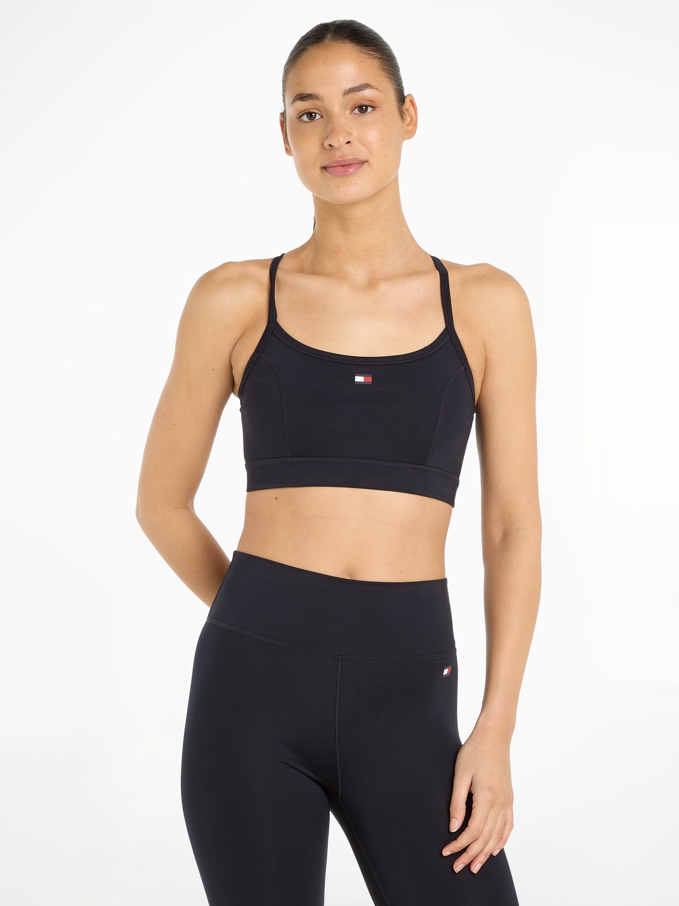 TOMMY HILFIGER SPORT Sport-Bustier ESSENTIALS FLAG LOW INT BRA mit Trägern für leichten Halt mehr