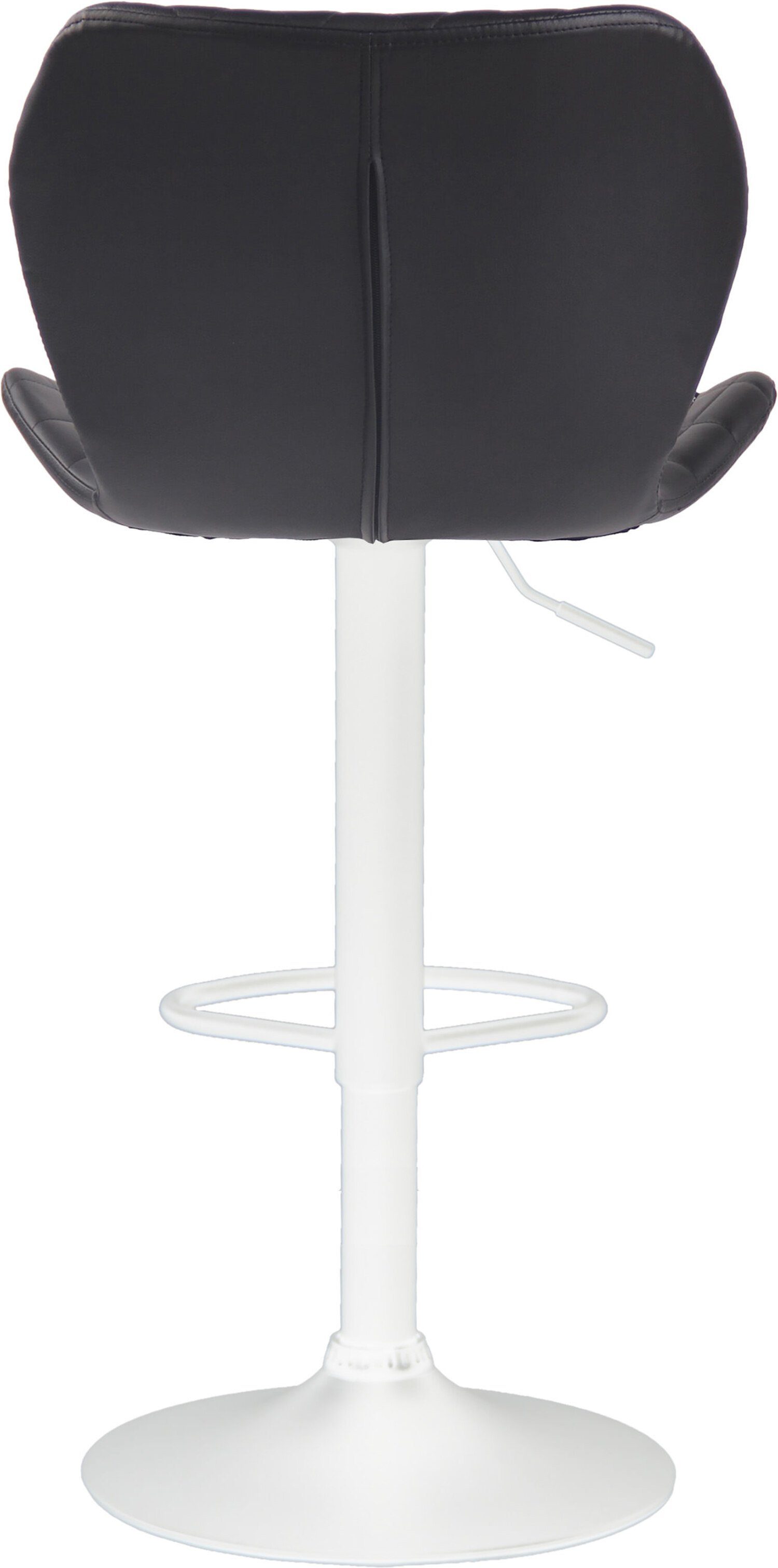 TPFLiving Barhocker Cora mit Rückenlehne Küche - und bequemer Kunstleder (Barstuhl Fußstütze Metall Schwarz Hocker 360° höhenverstellbar), & Gestell für und Theke - drehbar angenehmer weiß Sitzfläche