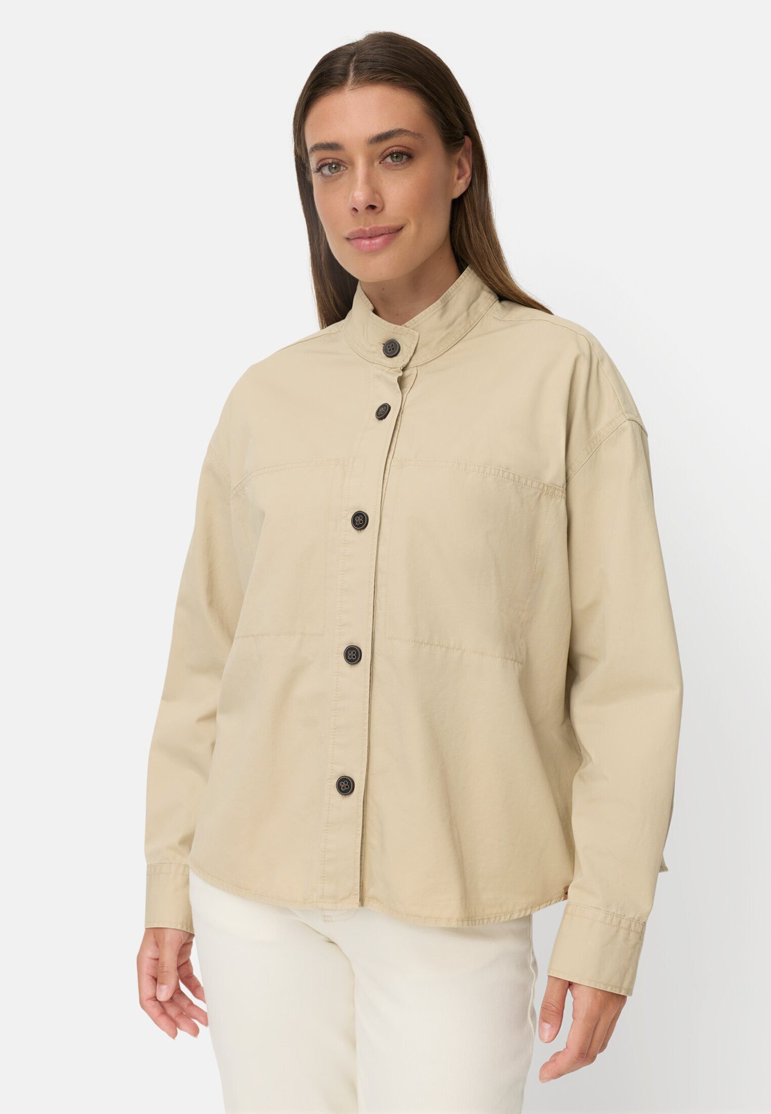 camel active Hemdbluse mit Stehkragen Langarm unifarben