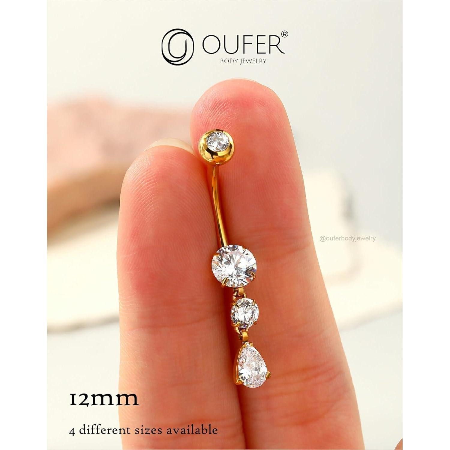 LuxusKollektion Bauchnabelpiercing Bauchnabelpiercing Titanium 14G Gold Teardrop Navel Bars Belly Button