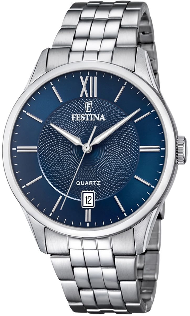 Festina Quarzuhr Festina Herren Uhr F20425/2 Edelstahl, (Analoguhr), Herren Armbanduhr rund, Edelstahlarmband silber