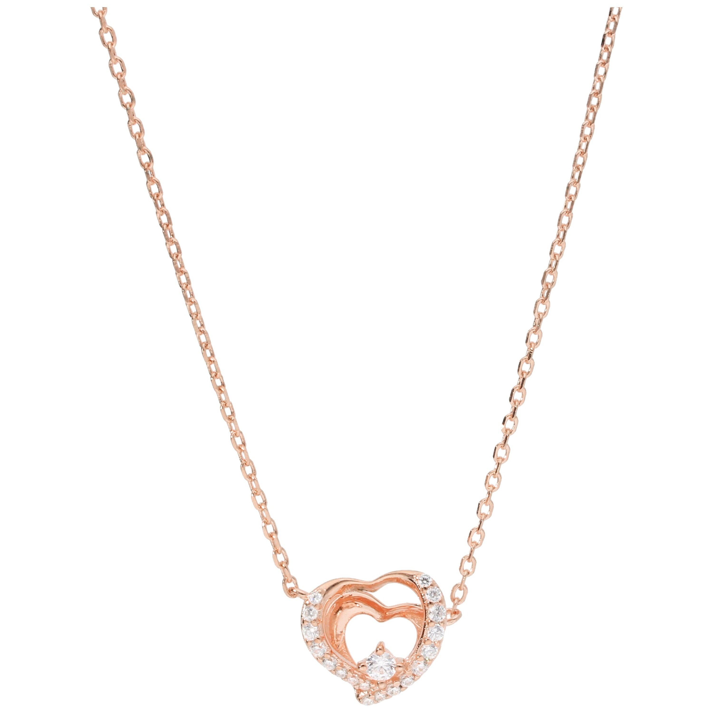 Smart Jewel Collier Herz mit Zirkonia, rosé vergoldet, Silber 925
