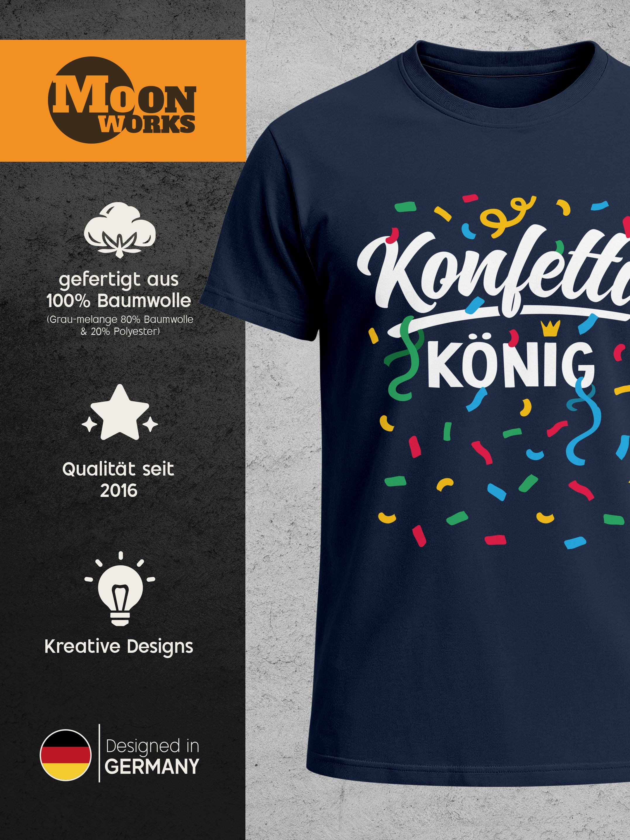 MoonWorks Print-Shirt Herren T-Shirt Konfettikönig Fasching Karneval Kostüm-Ersatz mit Print