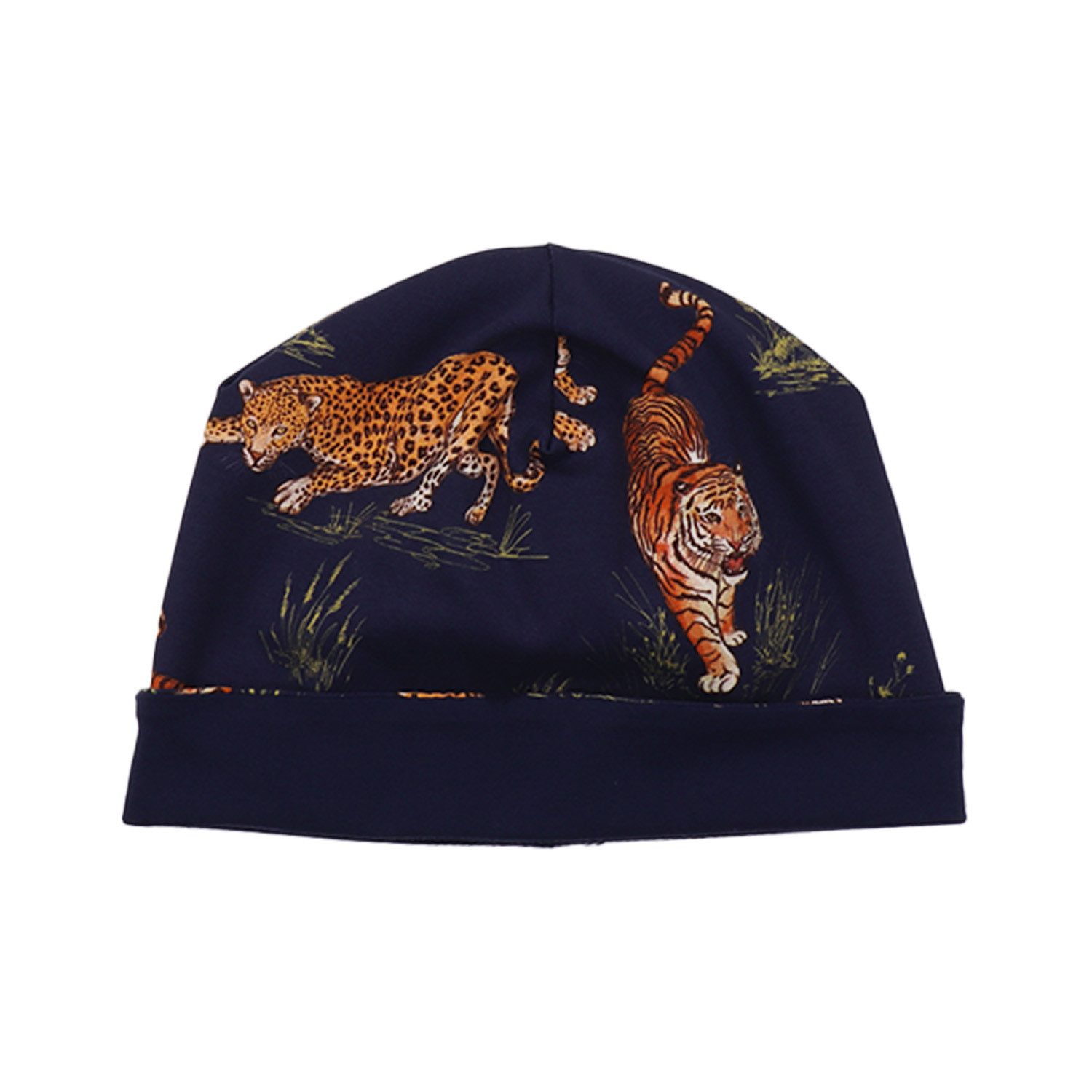 Walkiddy Jerseymütze Walkiddy Tiger & Leopard Bio Baumwolle GOTS Dunkelblau - Bio Baumwolle,GOTS, Kinderbekleidung,nachhaltige Klamotten