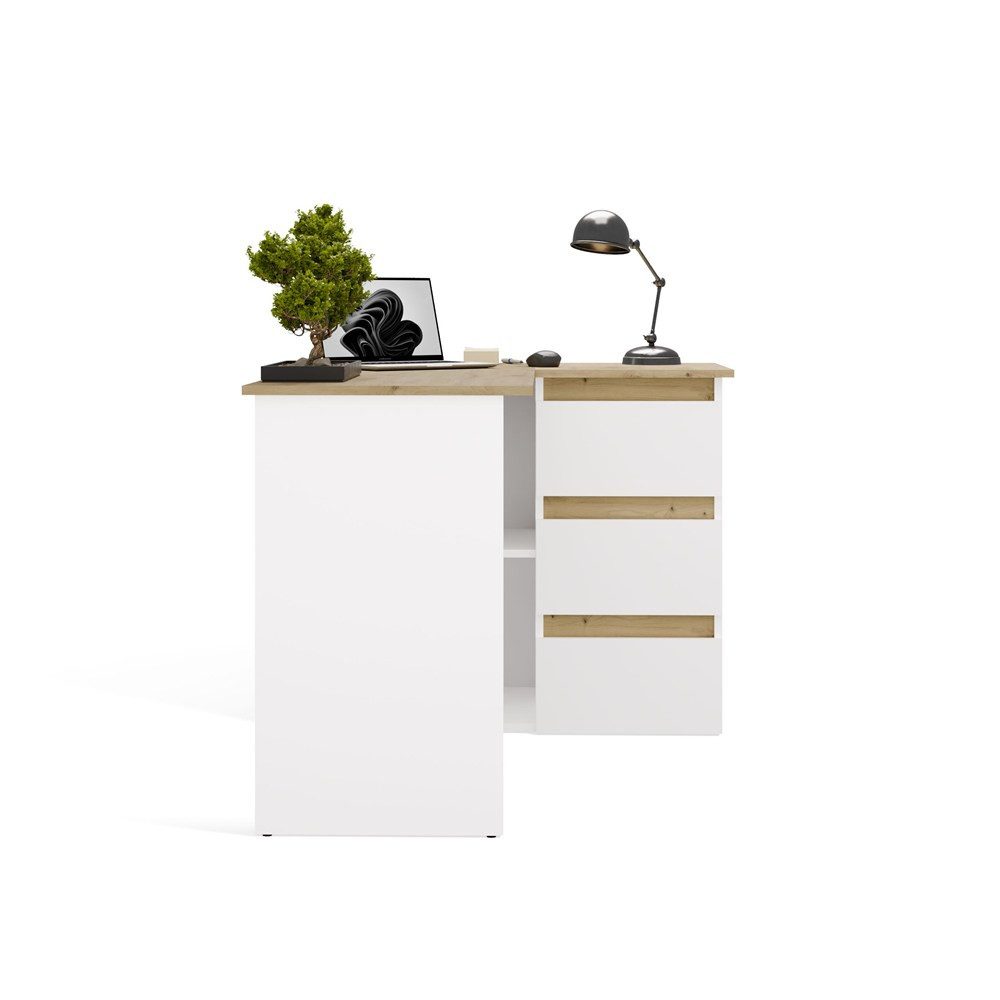 Raumhirsch Furniture Schreibtisch Computertisch, Bürotisch, Lerntisch, Arbeitstisch (Maße 120 x 48,5 x 75 (H) cm, 3 Schubladen), Offene Fächer, Große Arbeitsflä – Bild 5 von 5