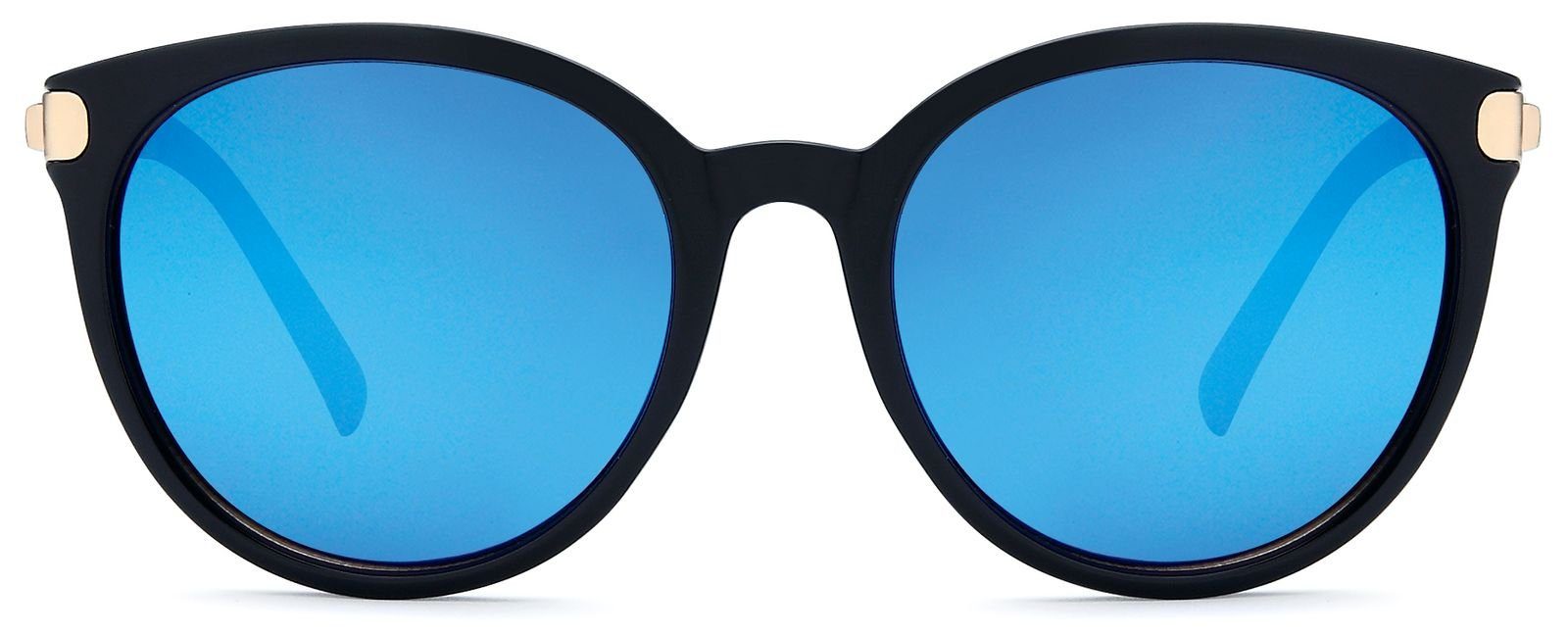 Blau styleBREAKER verspiegelt Gestell Glas Sonnenbrille / Schwarz-Gold (1-St) Verspiegelt