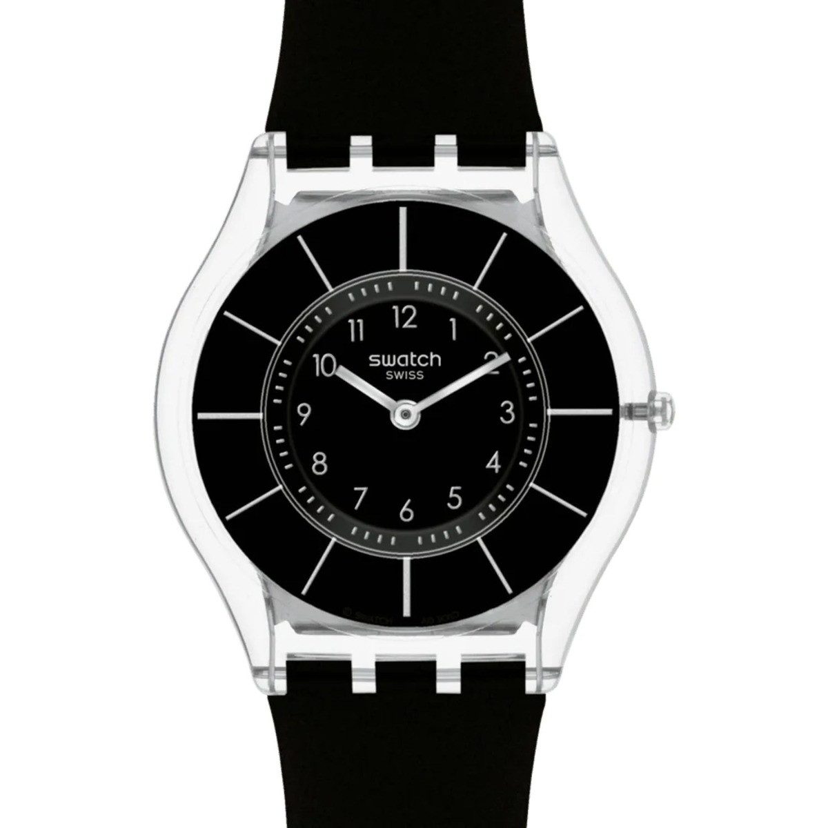 Swatch Quarzuhr Swatch Armband-Uhr Black Classiness Quarz Biobasierte Materialien-Ban