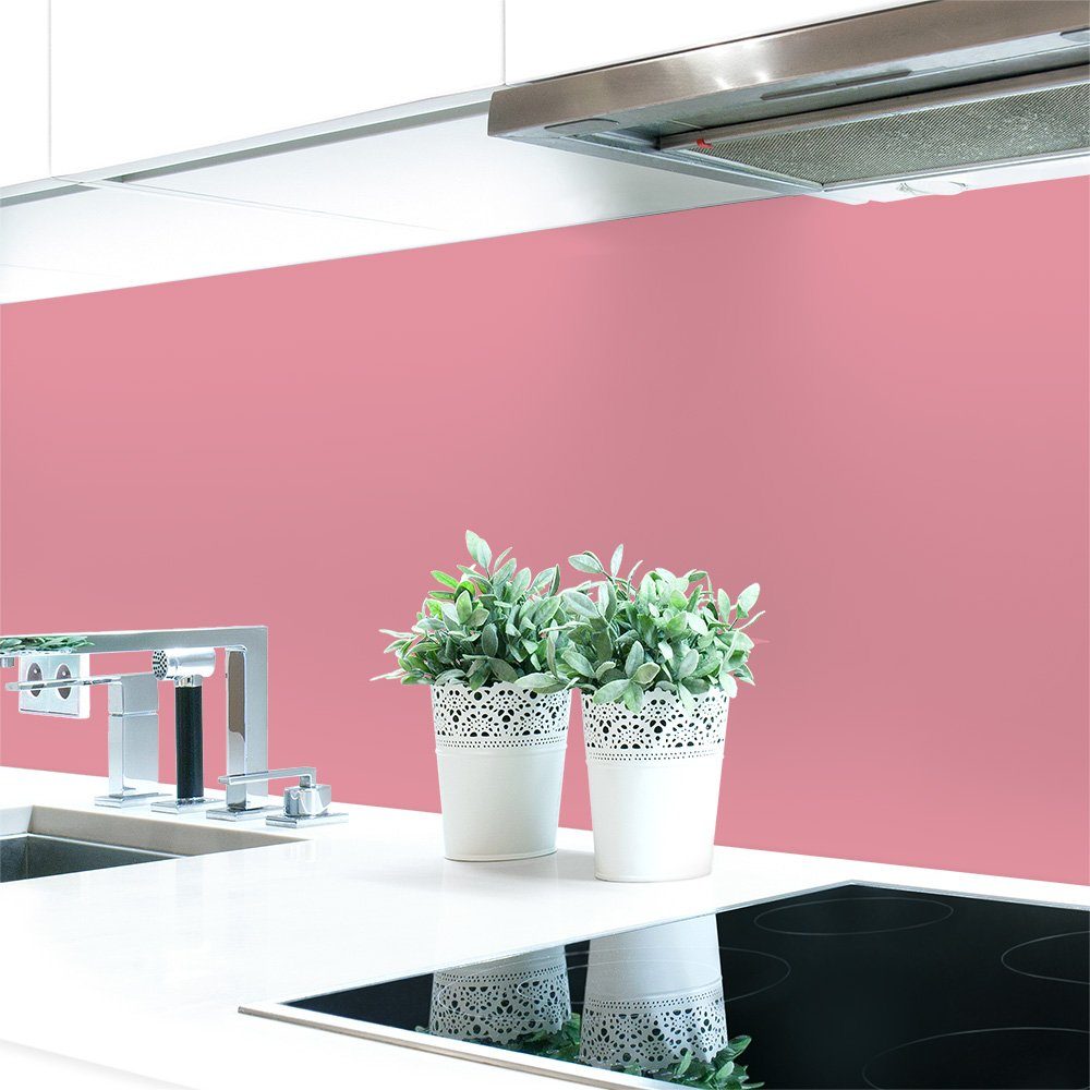 DRUCK-EXPERT Küchenrückwand Küchenrückwand Rottöne Unifarben Premium Hart-PVC 0,4 mm selbstklebend Hellrosa ~ RAL 3015