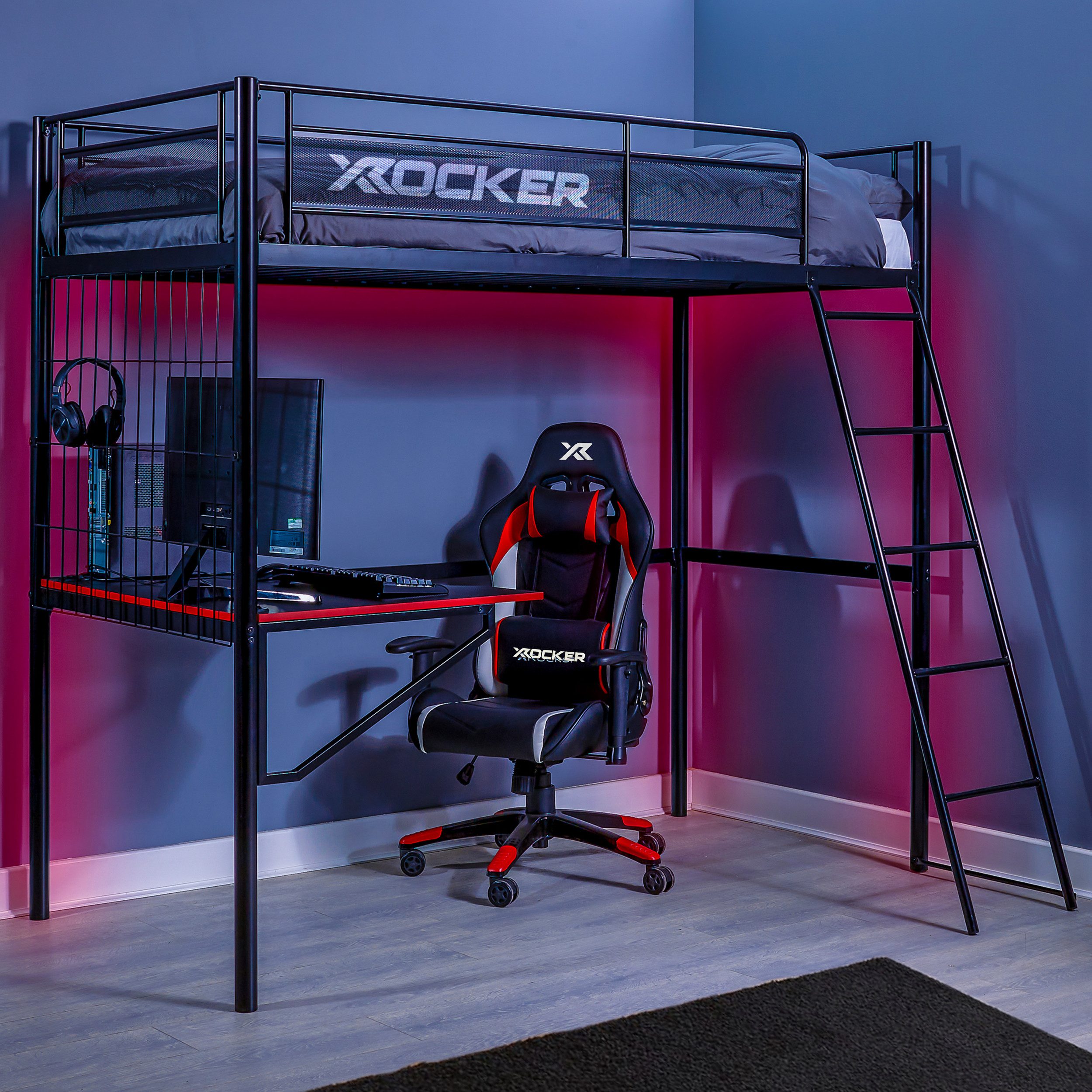 X Rocker Hochbett Icarus XL Gaming Hochbett - Mit Schreibtisch & Leiter
