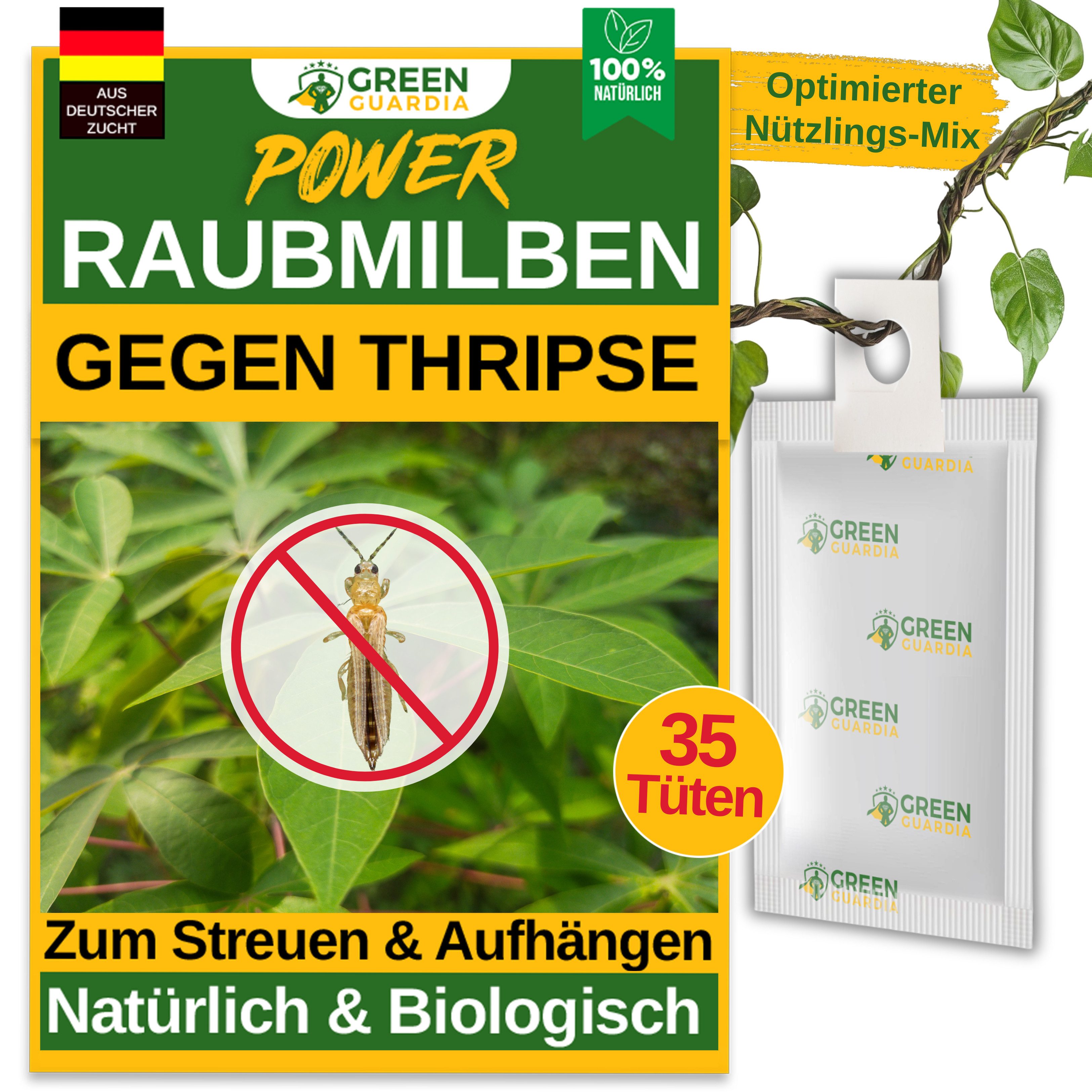 Insektenvernichter Raubmilben gegen Thripse - 1 - 50 Tüten zum Aufhängen oder Streuen