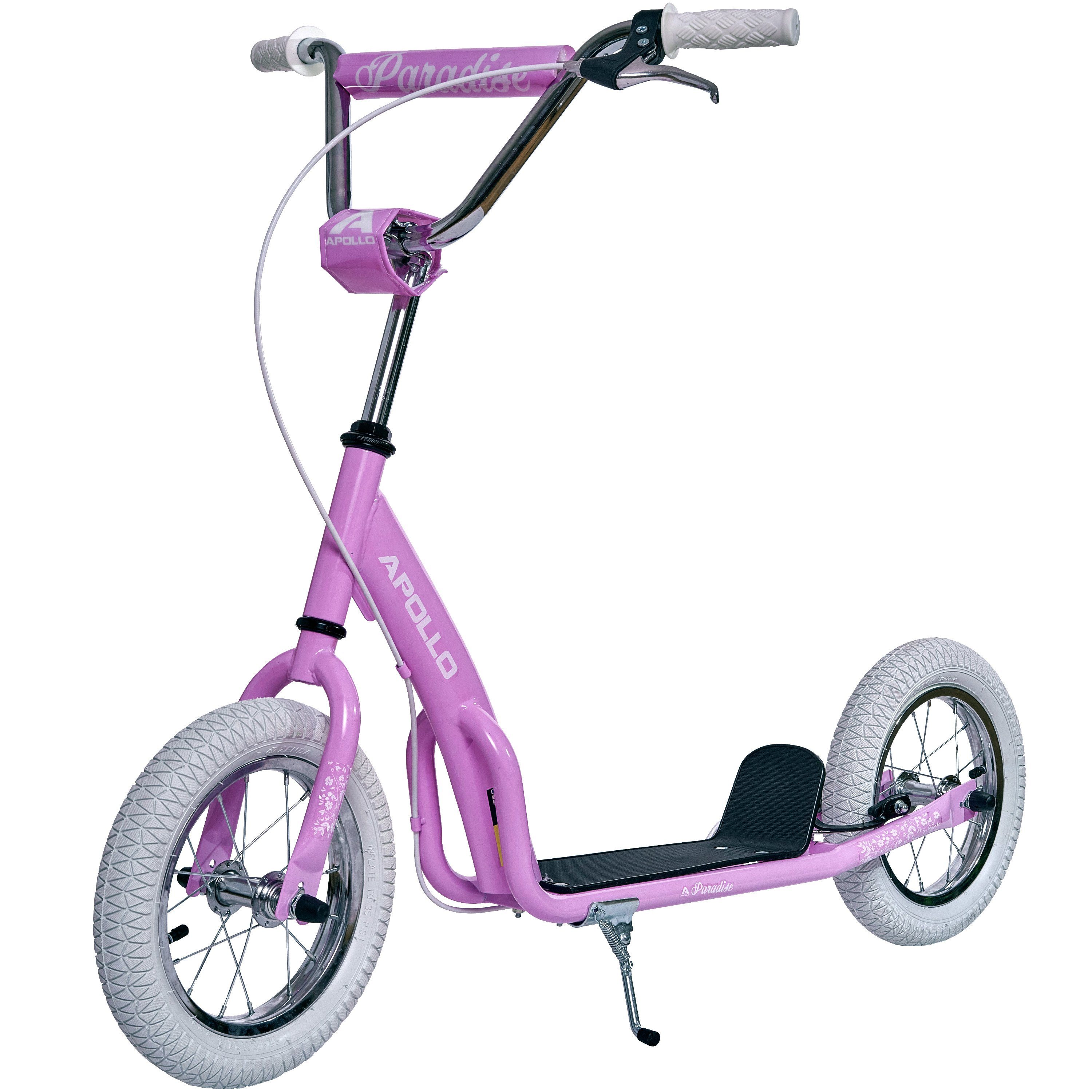 Apollo Scooter Retro Scooter Paradise City Roller mit 12,5 Zoll Luftreifen, Tretroller für Kinder und Jugendliche mit extra breiter Trittfläche