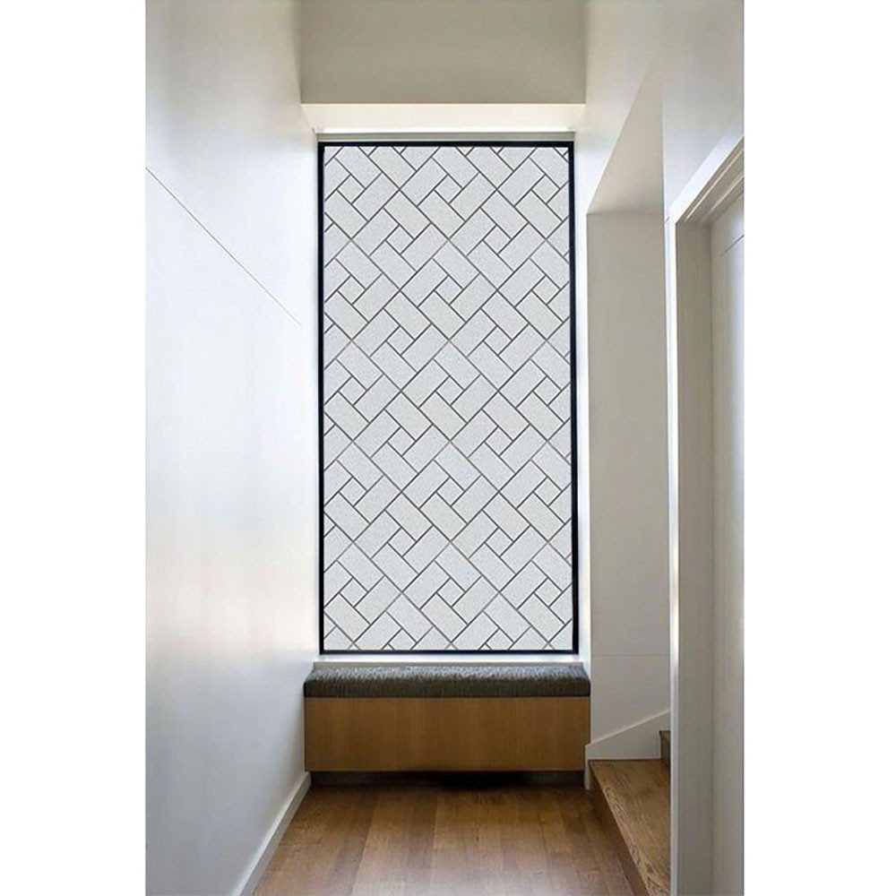 HomeBella Fensterfolie mit geometrischem Muster Sichtschutzfolie in Milchglas Optik, – Dekorfolie ohne Kleber für Fenster