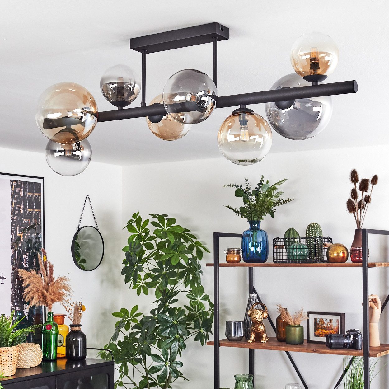 hofstein Deckenleuchte Deckenlampe aus Metall/Glas in günstig online kaufen