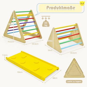 COSTWAY Klettergerüst Kletterdreieck, 3 in 1 mit Rampe