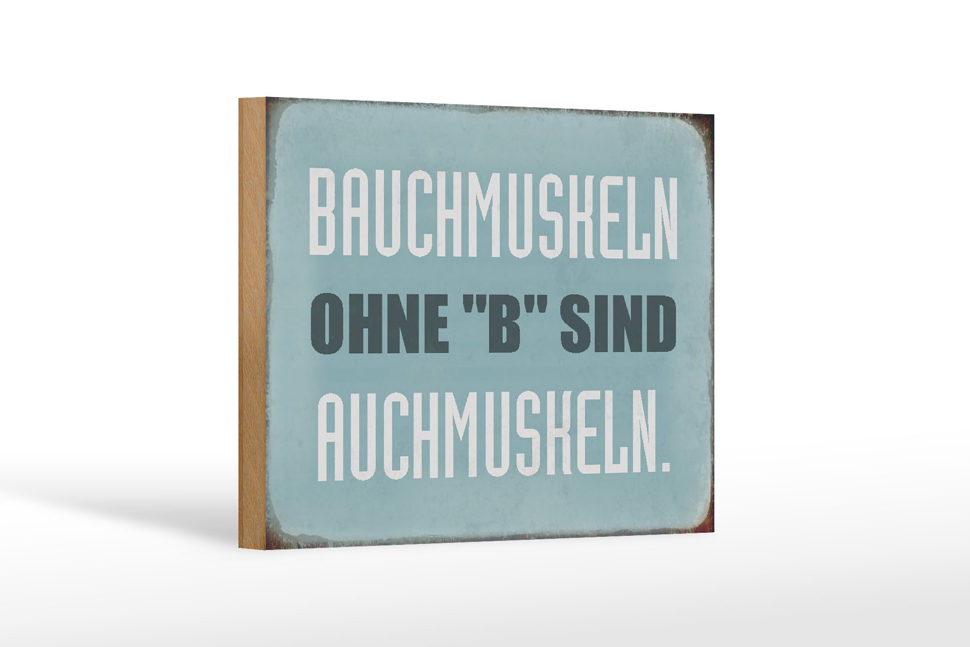 Holzbild Spruch 18x12 cm Bauchmuskeln ohne B sind auch