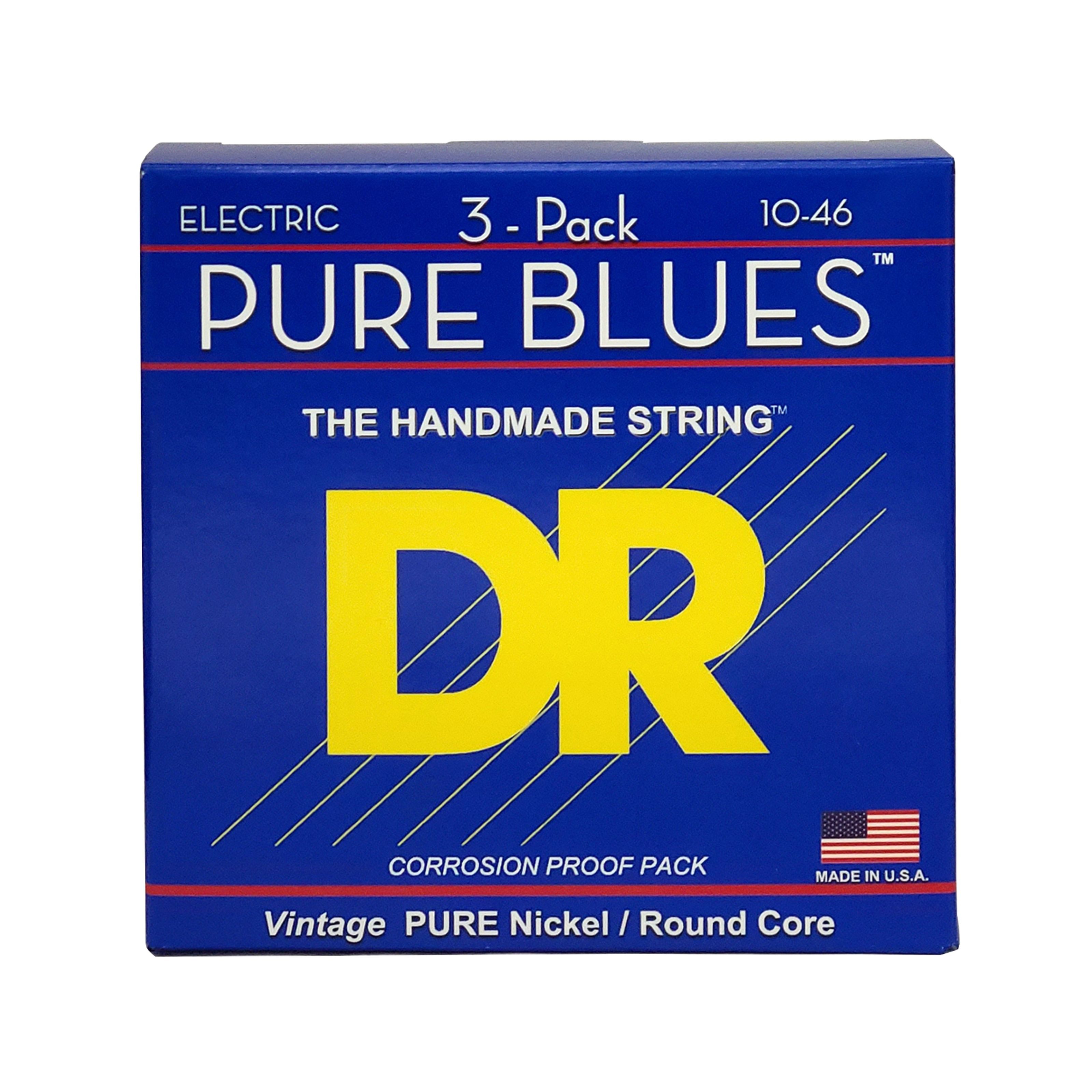 DR Saiten, PHR-10-3PK 10-46 Pure Blues 3 Pack - E-Gitarrensaiten