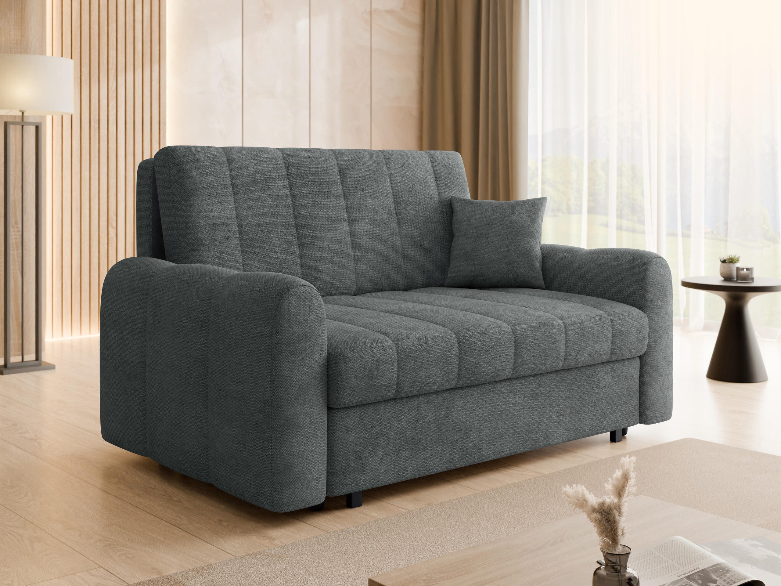 MIRJAN24 Schlafsofa Viva Moon III, mit Bettkasten und Schlaffunktion, drei Sitzer, 168x98x85 cm, kleine Kissen